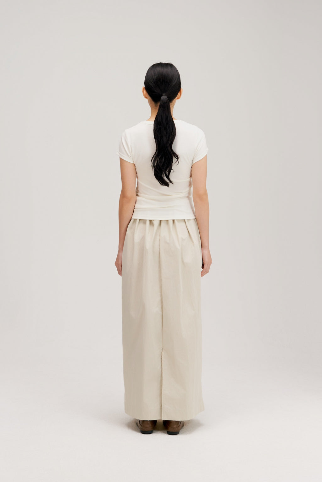 Butter Knit Side Pleated Baby Tee (White)