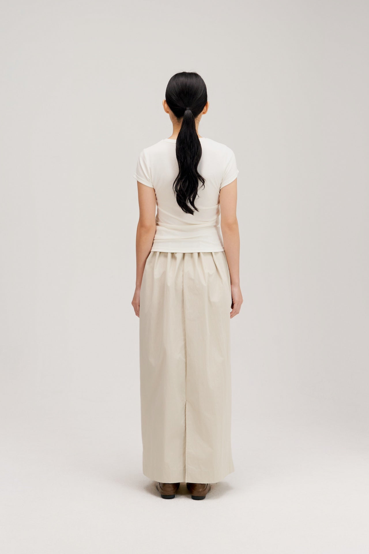 Butter Knit Side Pleated Baby Tee (White)