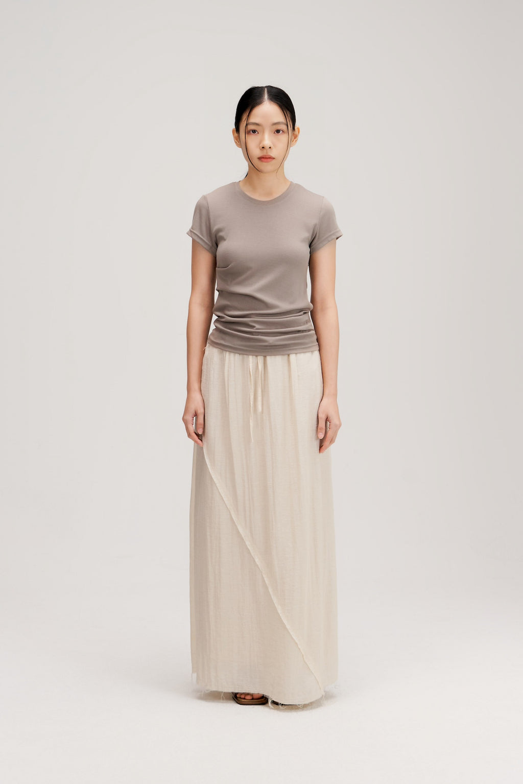 Butter Knit Side Pleated Baby Tee (Grey)
