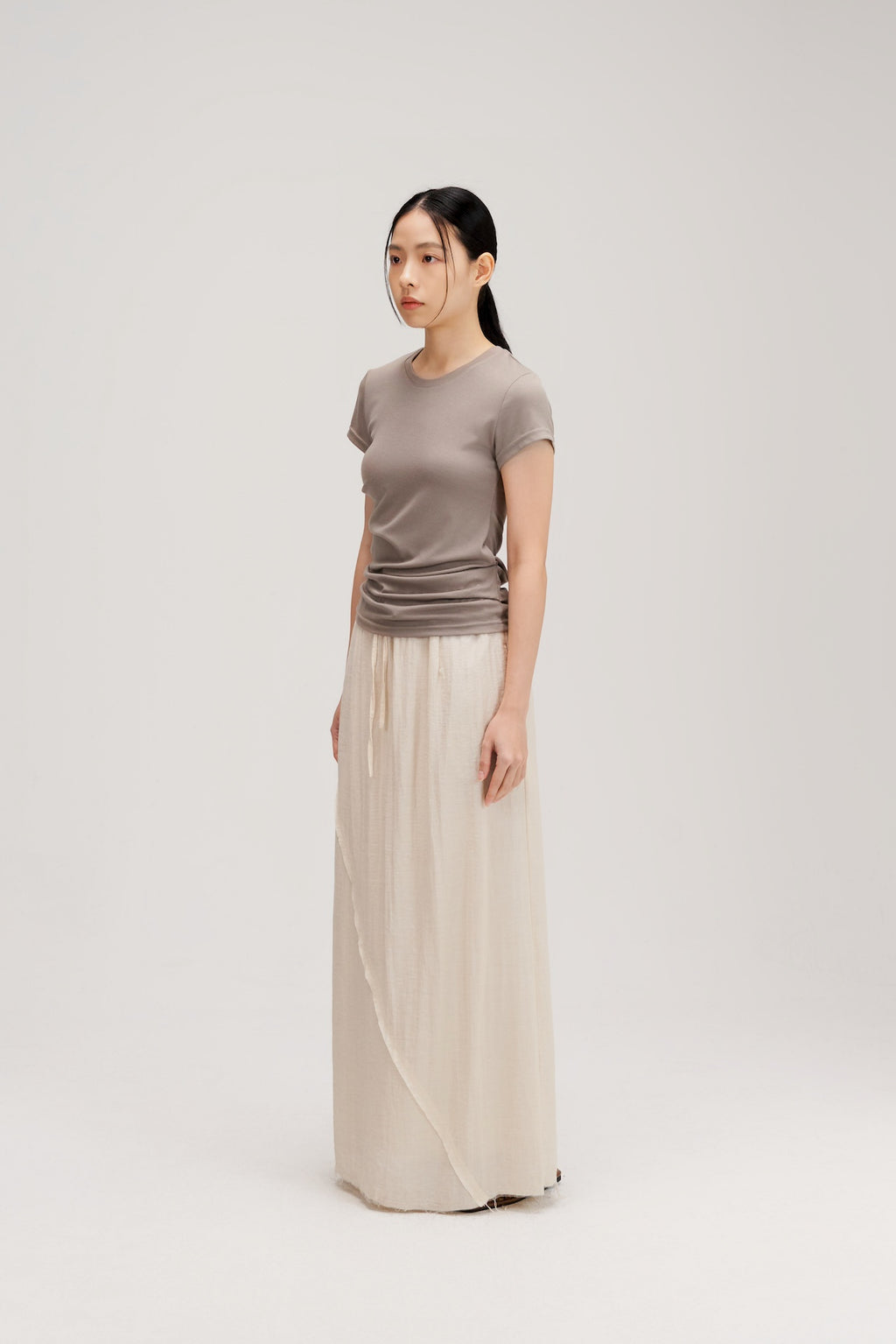 Butter Knit Side Pleated Baby Tee (Grey)