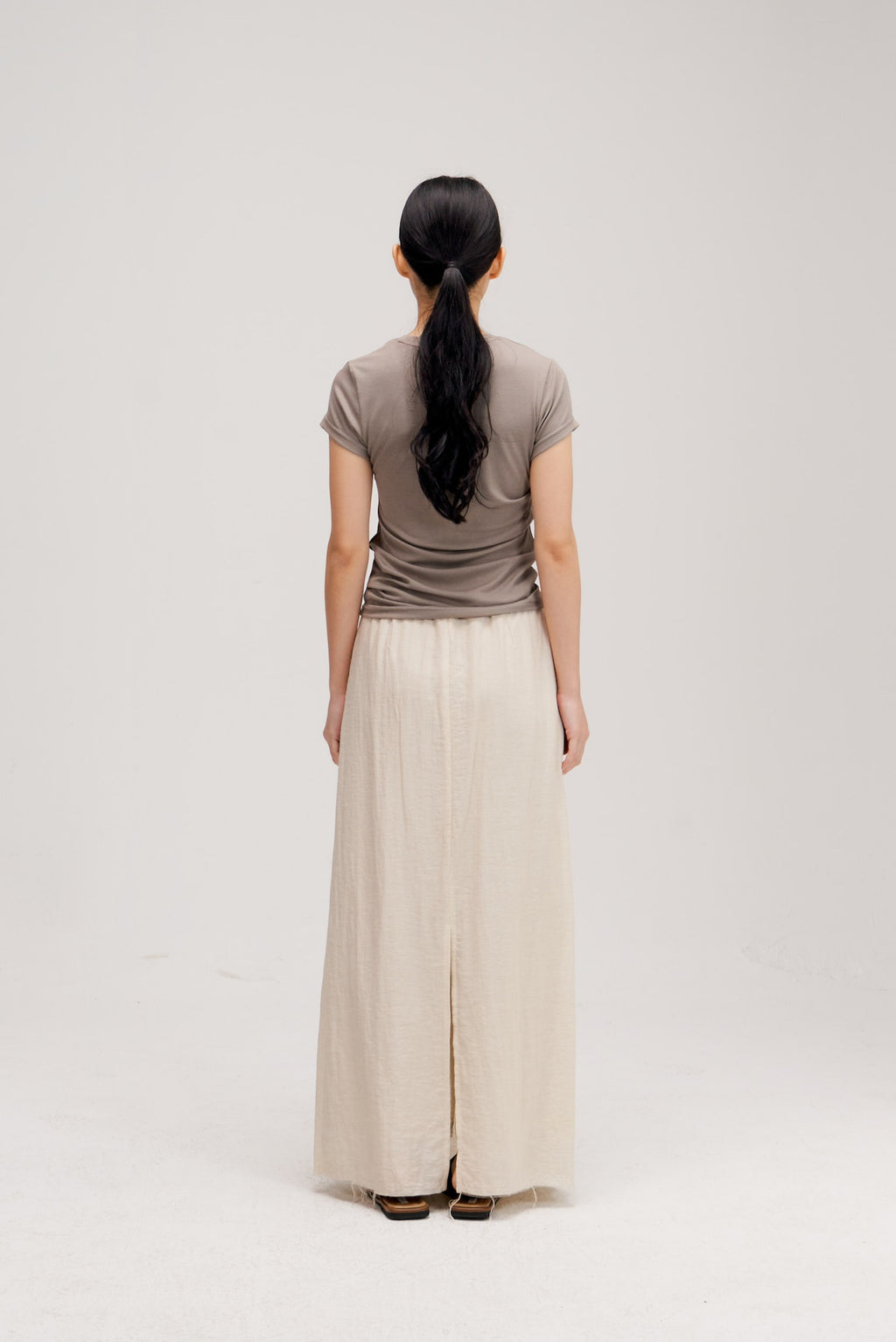 Butter Knit Side Pleated Baby Tee (Grey)
