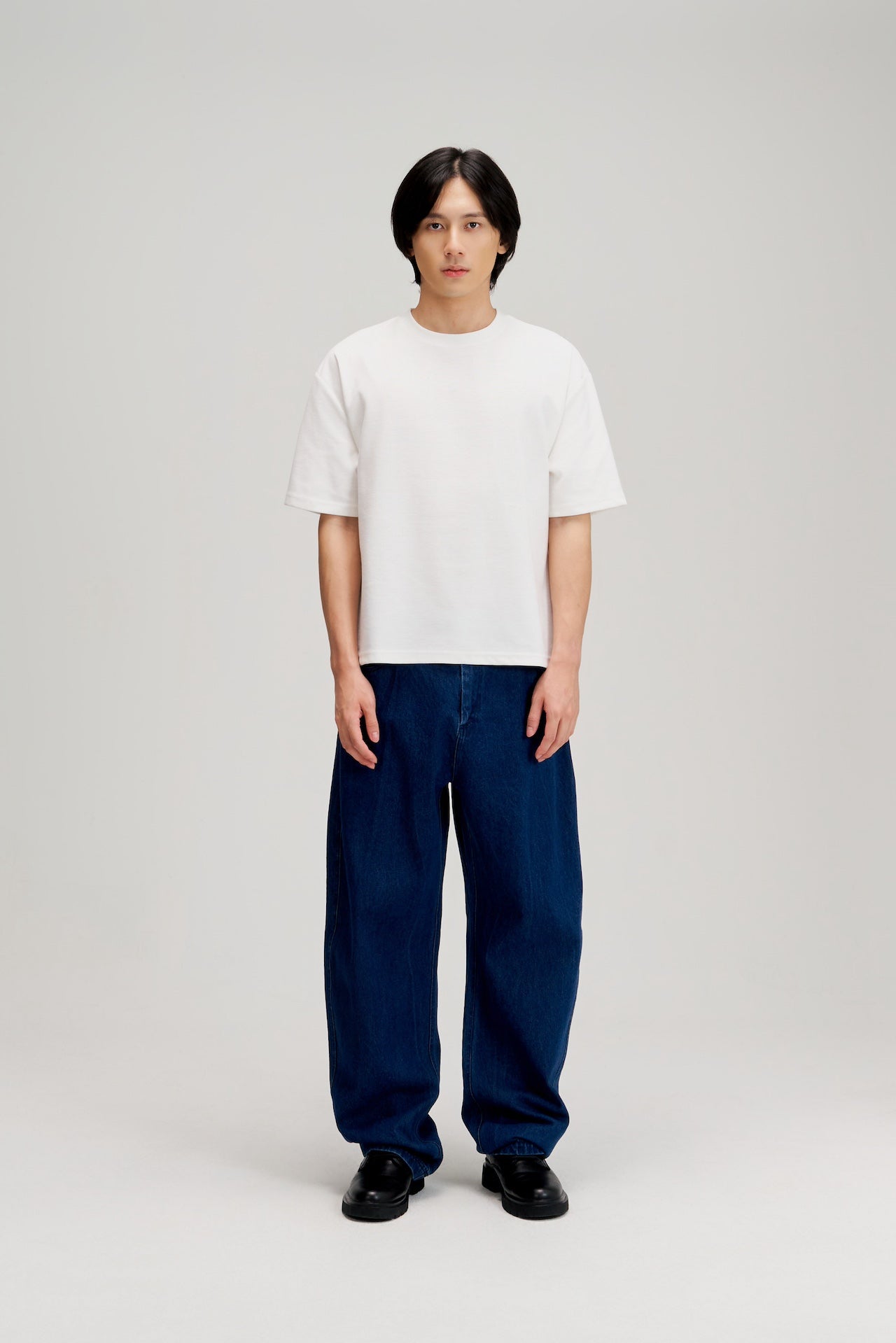 Gender Neutral Boxy Crop Waffle Tee (White)