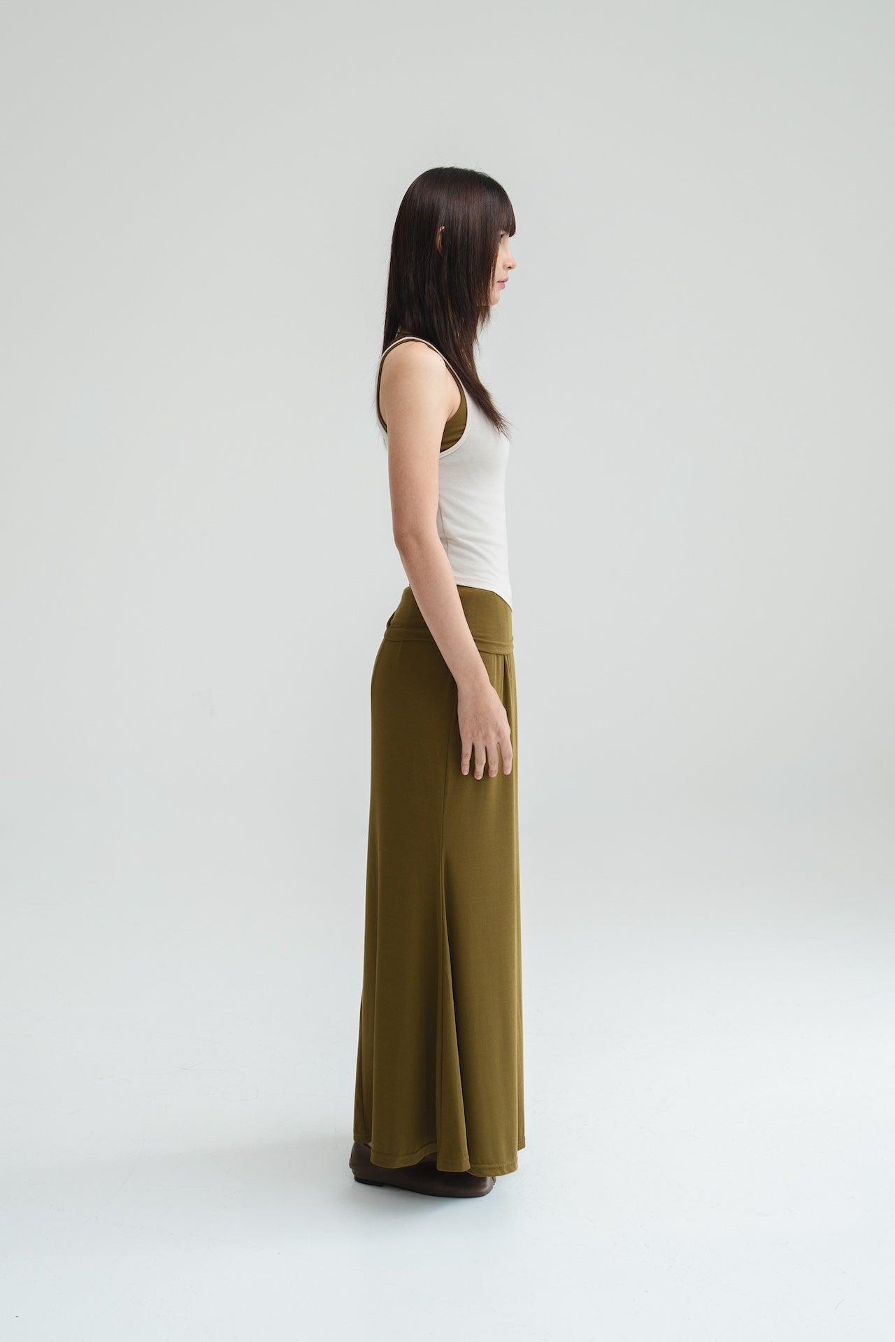 Butter Knit Godet Skirt (Olive)
