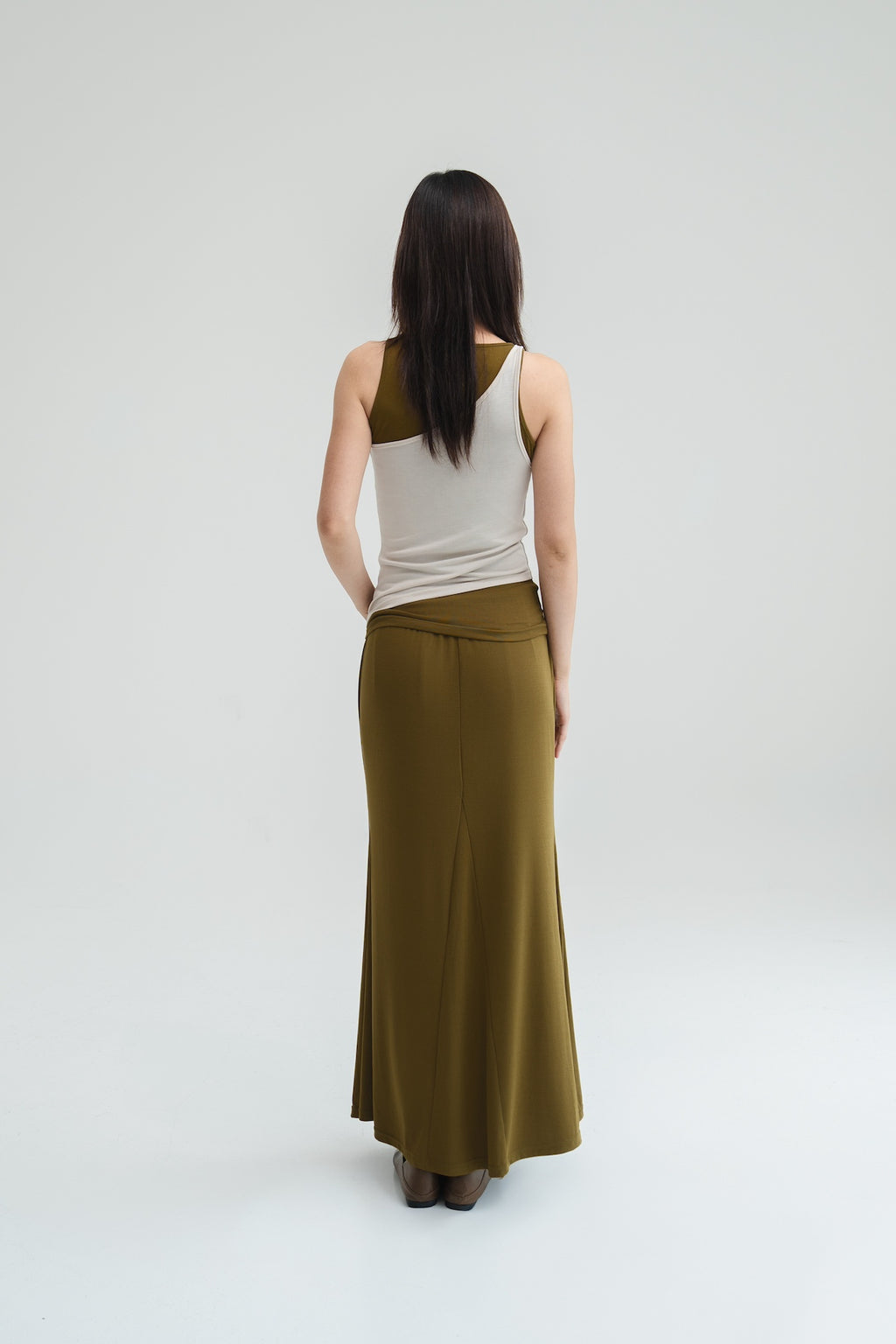 Butter Knit Godet Skirt (Olive)