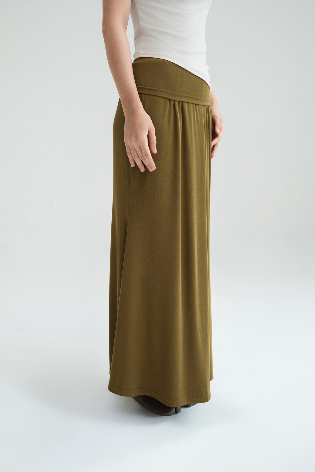 Butter Knit Godet Skirt (Olive)