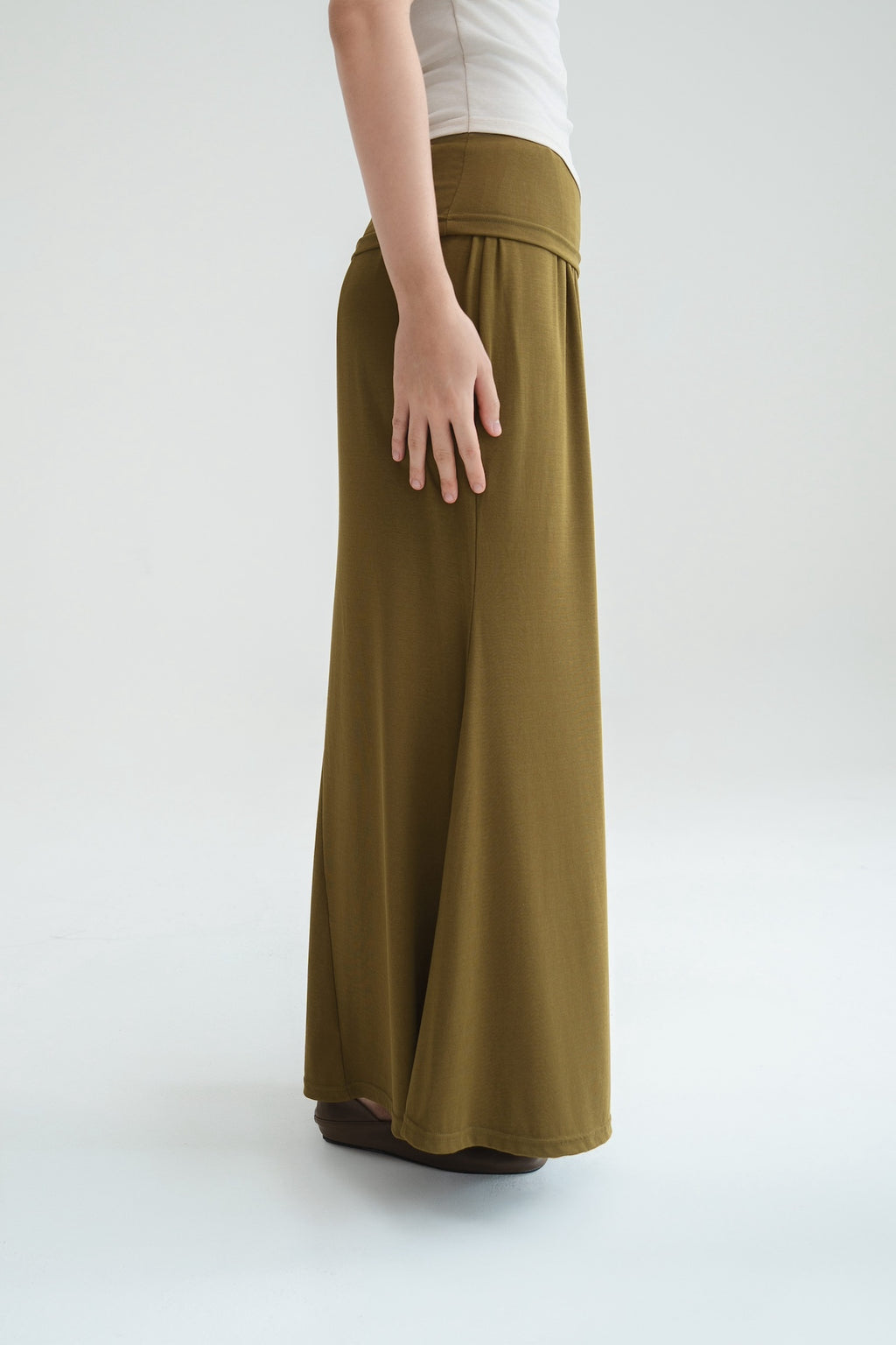 Butter Knit Godet Skirt (Olive)