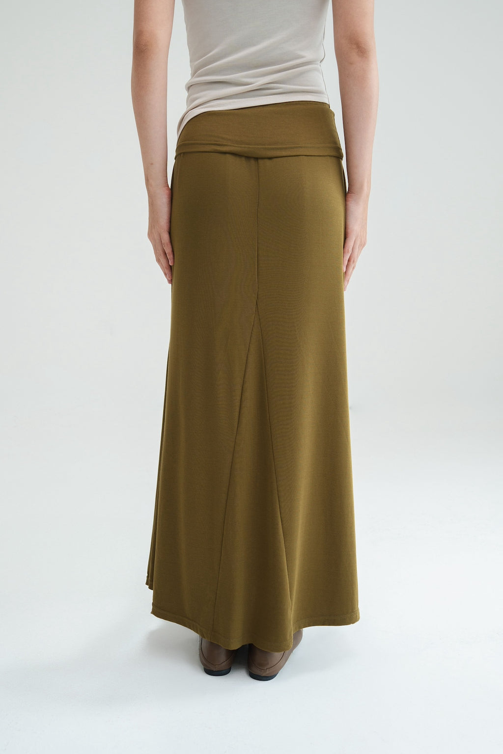 Butter Knit Godet Skirt (Olive)