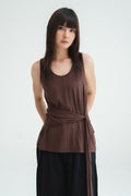 Waist Drape Tank Top (Red Brown)