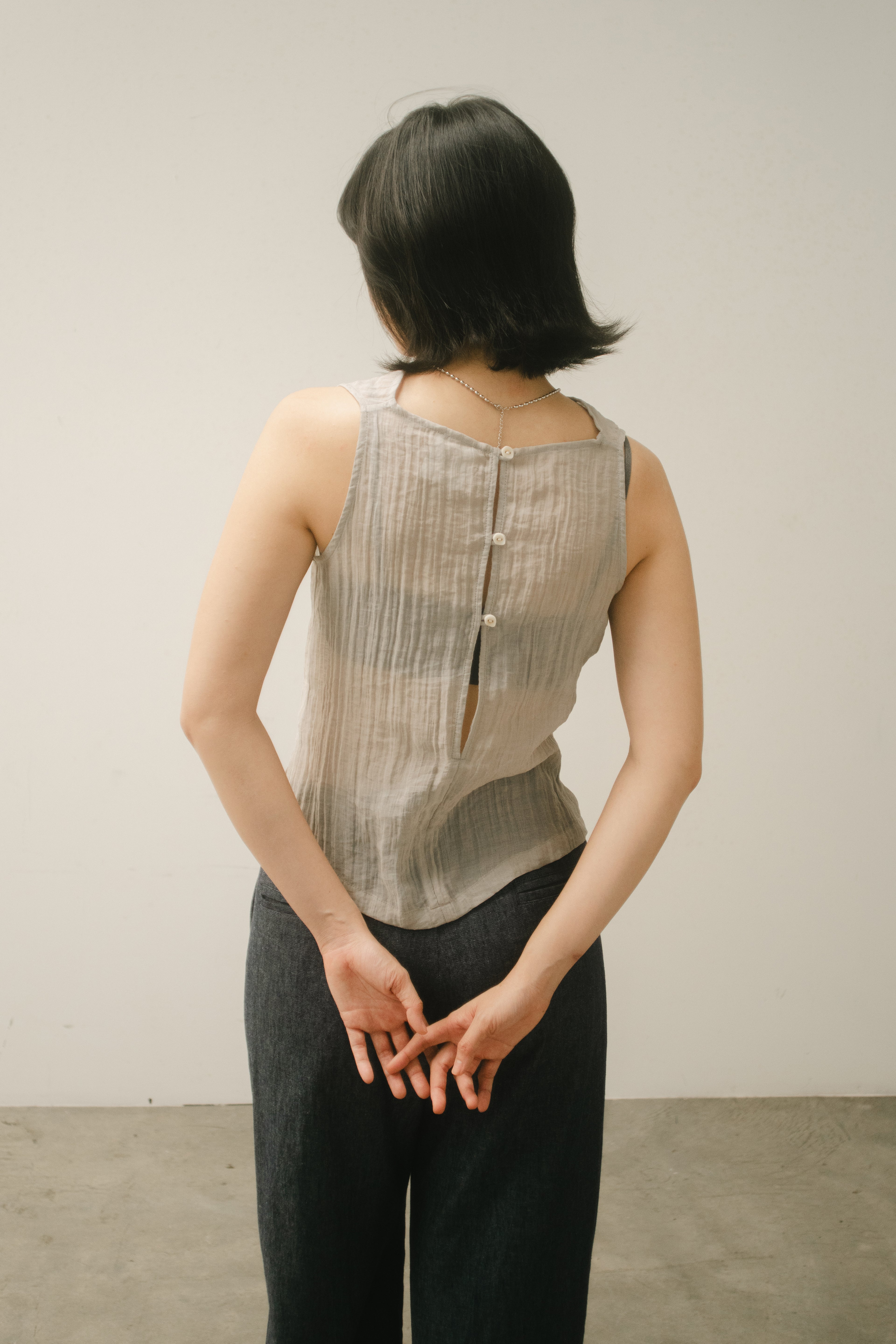 WES x GUNG x SO | Gentle Drape Neck Tank Top (Cool Grey)