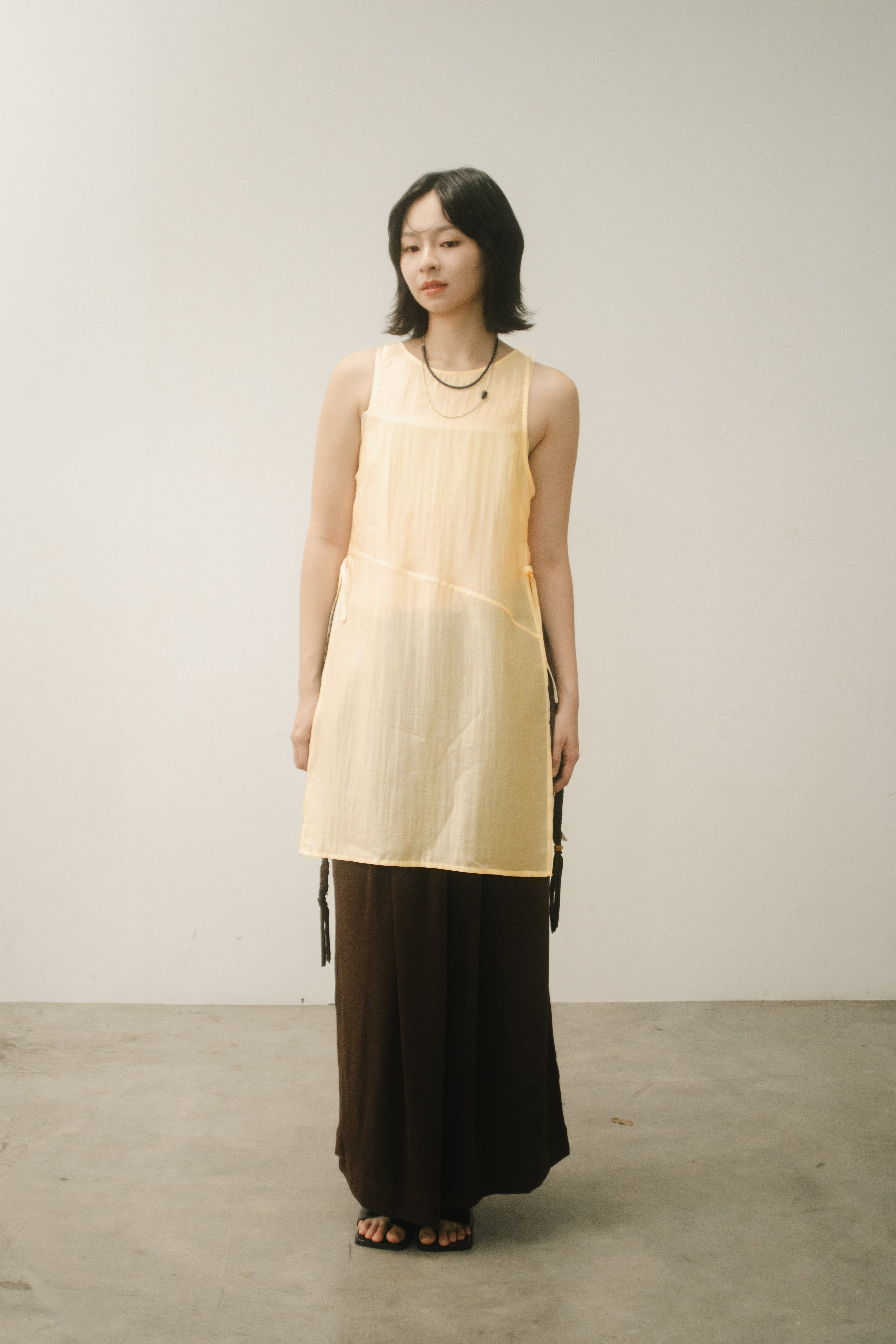 WES x GUNG x SO | Bold Side Slit Long Tank Top (Butter)