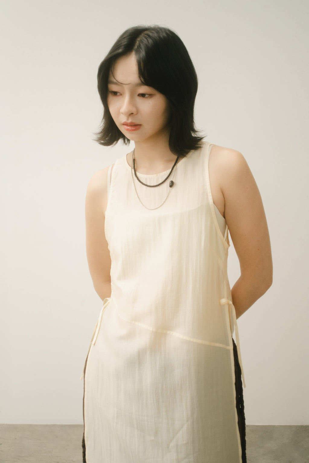 WES x GUNG x SO | [Gung] Flow Long Layer SIlver Necklace