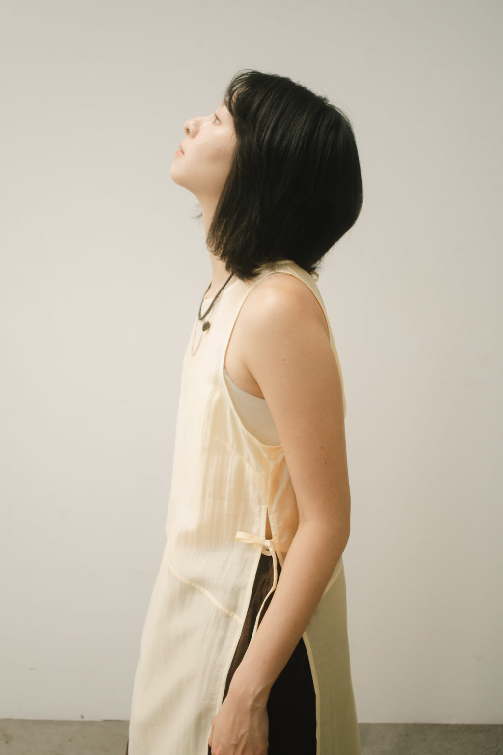 WES x GUNG x SO | Bold Side Slit Long Tank Top (Butter)