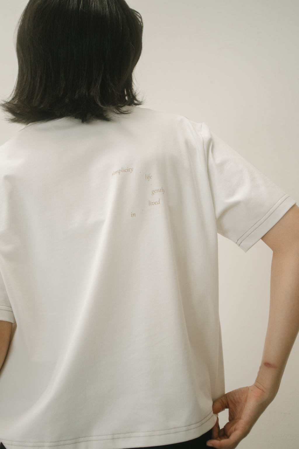 Gender Neutral Boxy Crop Tee 'Simplicity Life Gently Lived in'