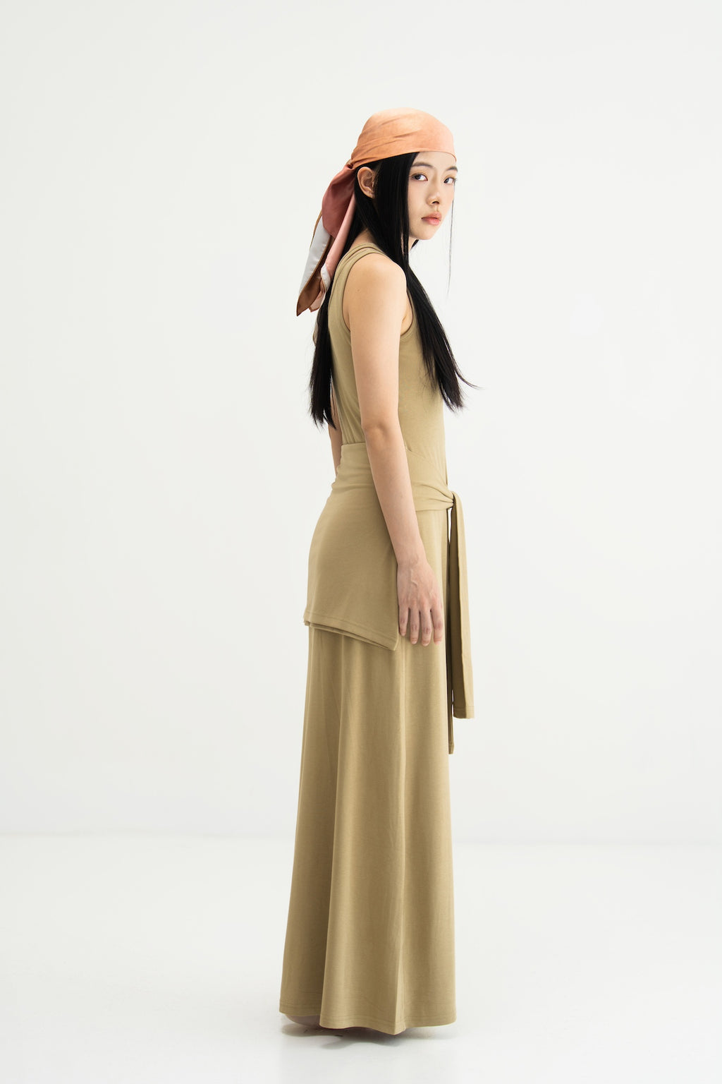 WES x SO | Waist Tie Tank Bra Dress (Khaki)