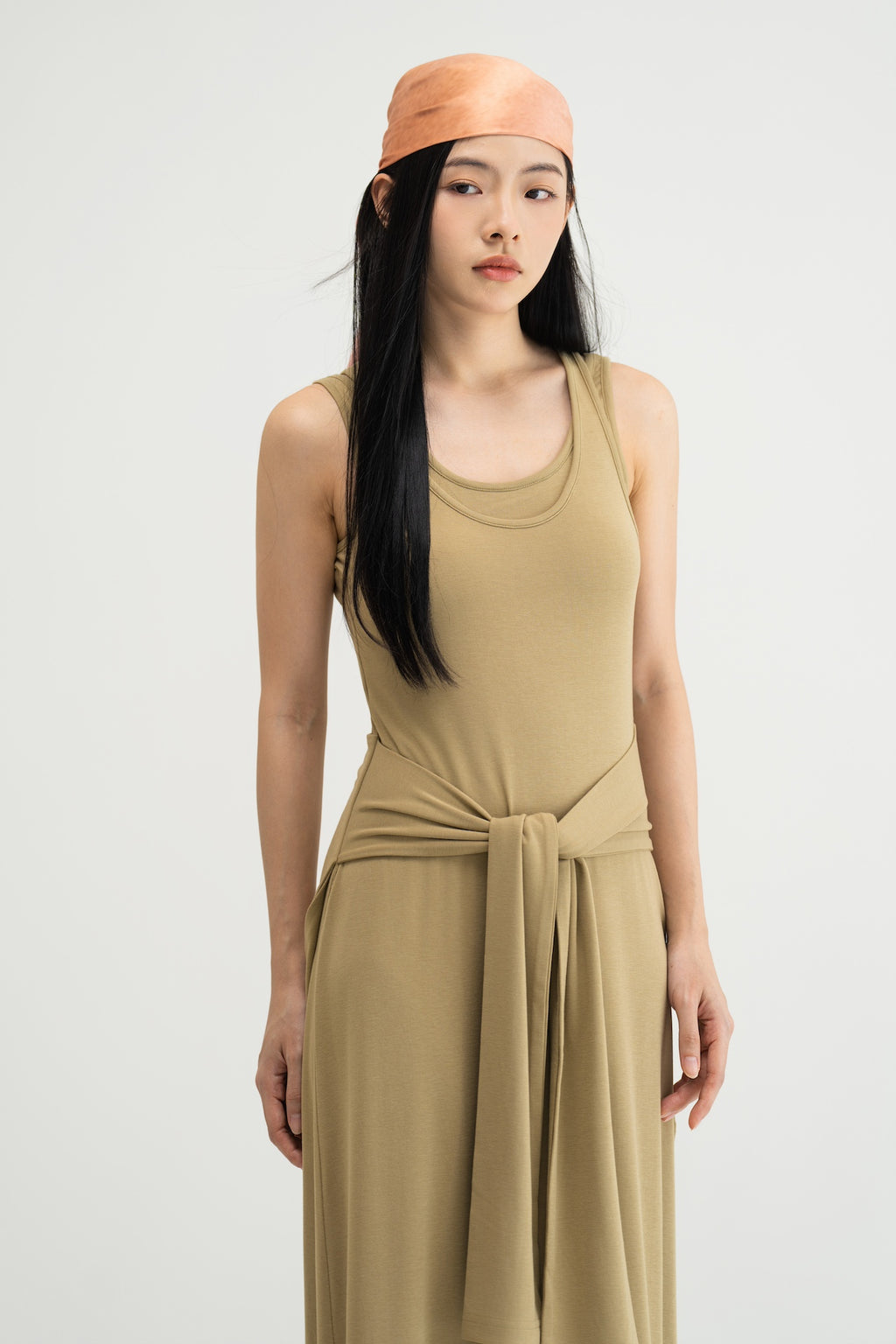 WES x SO | Waist Tie Tank Bra Dress (Khaki)