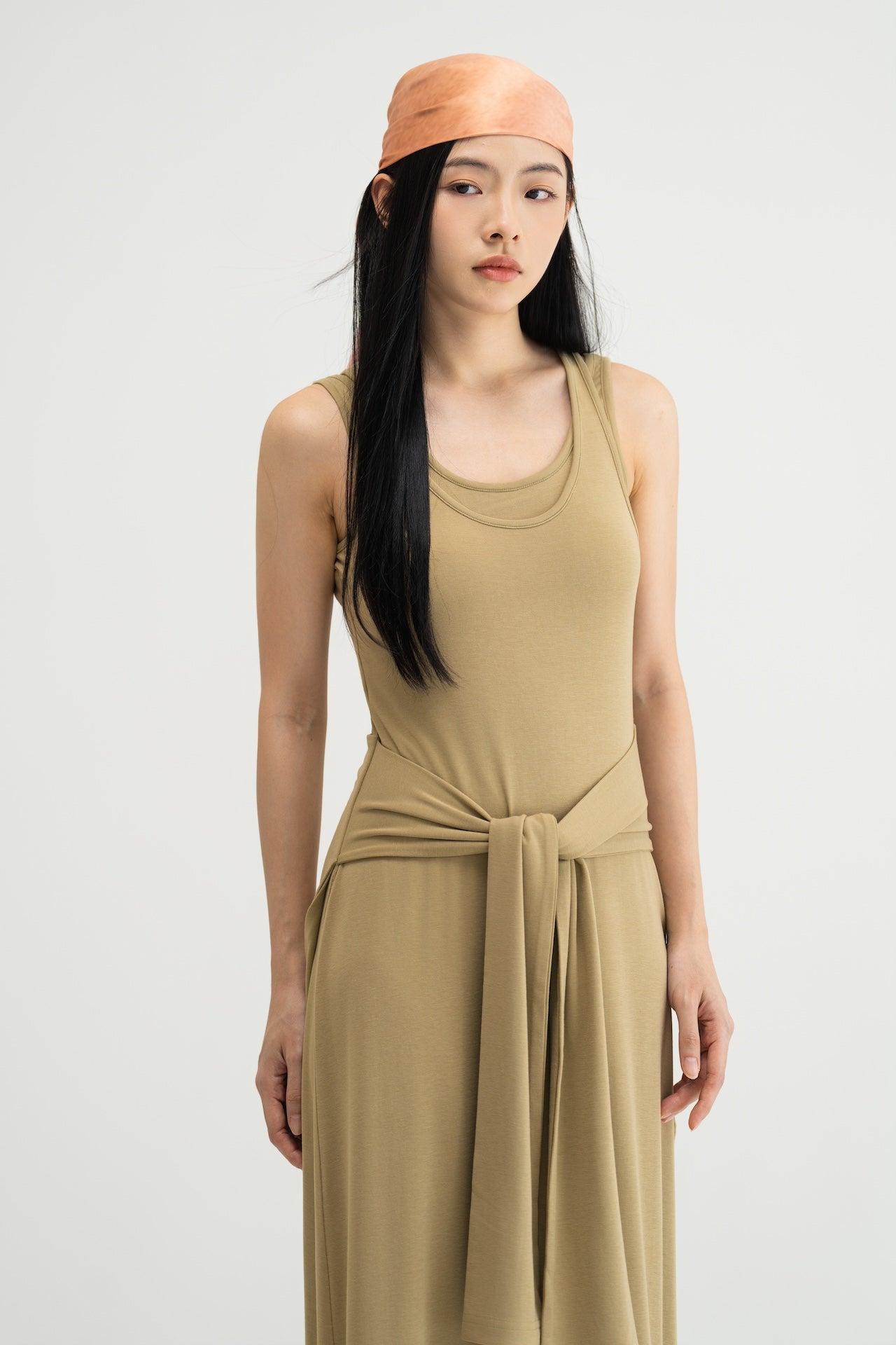 WES x SO | Waist Tie Tank Bra Dress (Khaki)