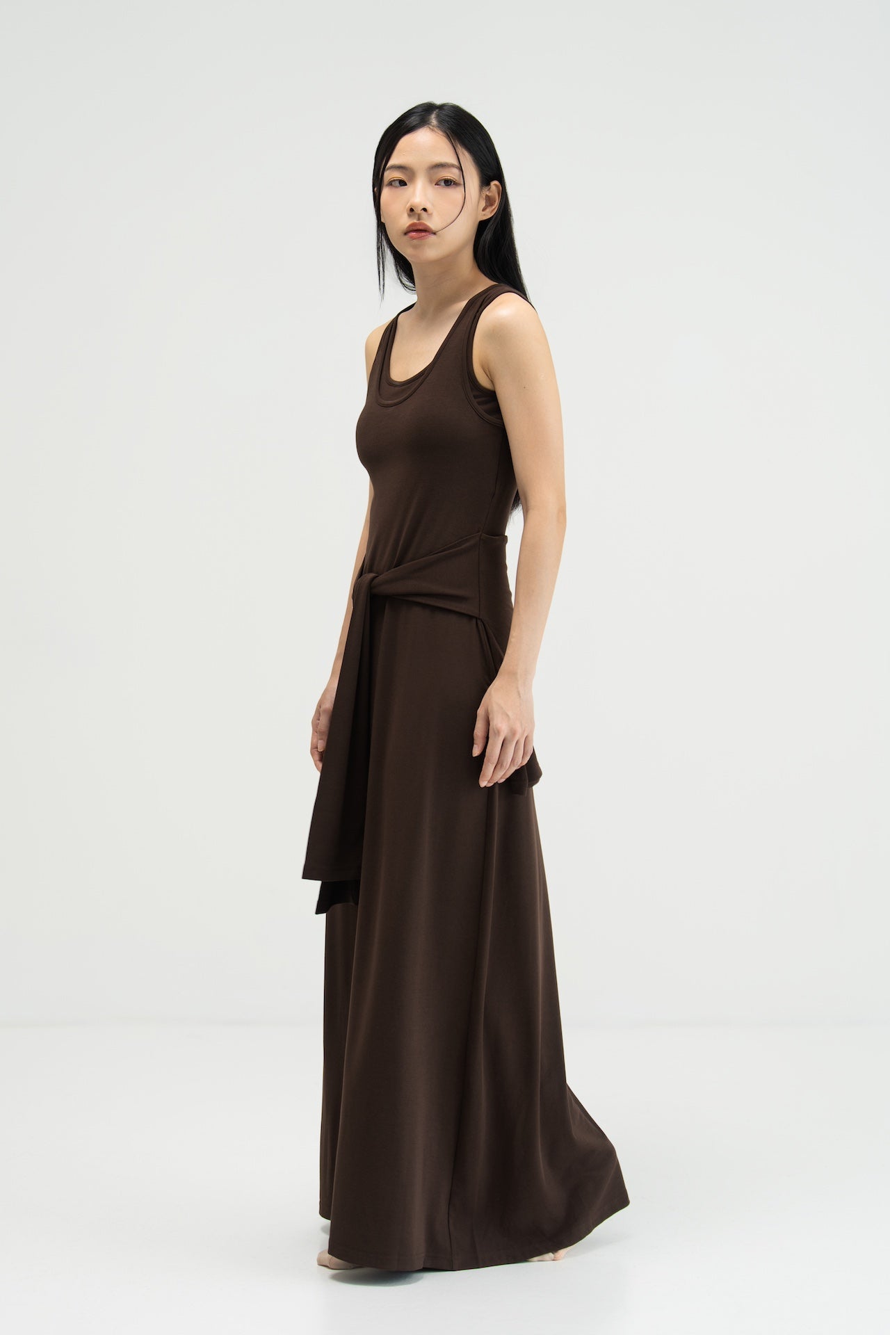 WES x SO | Waist Tie Tank Bra Dress (Brown)