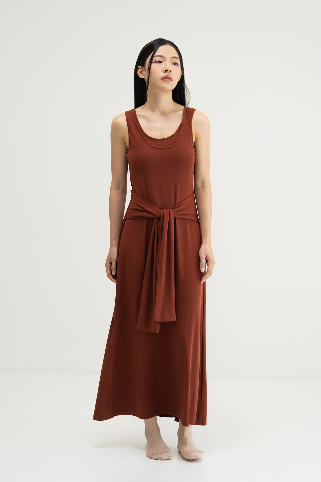 WES x SO | Waist Tie Tank Bra Dress (Rust)