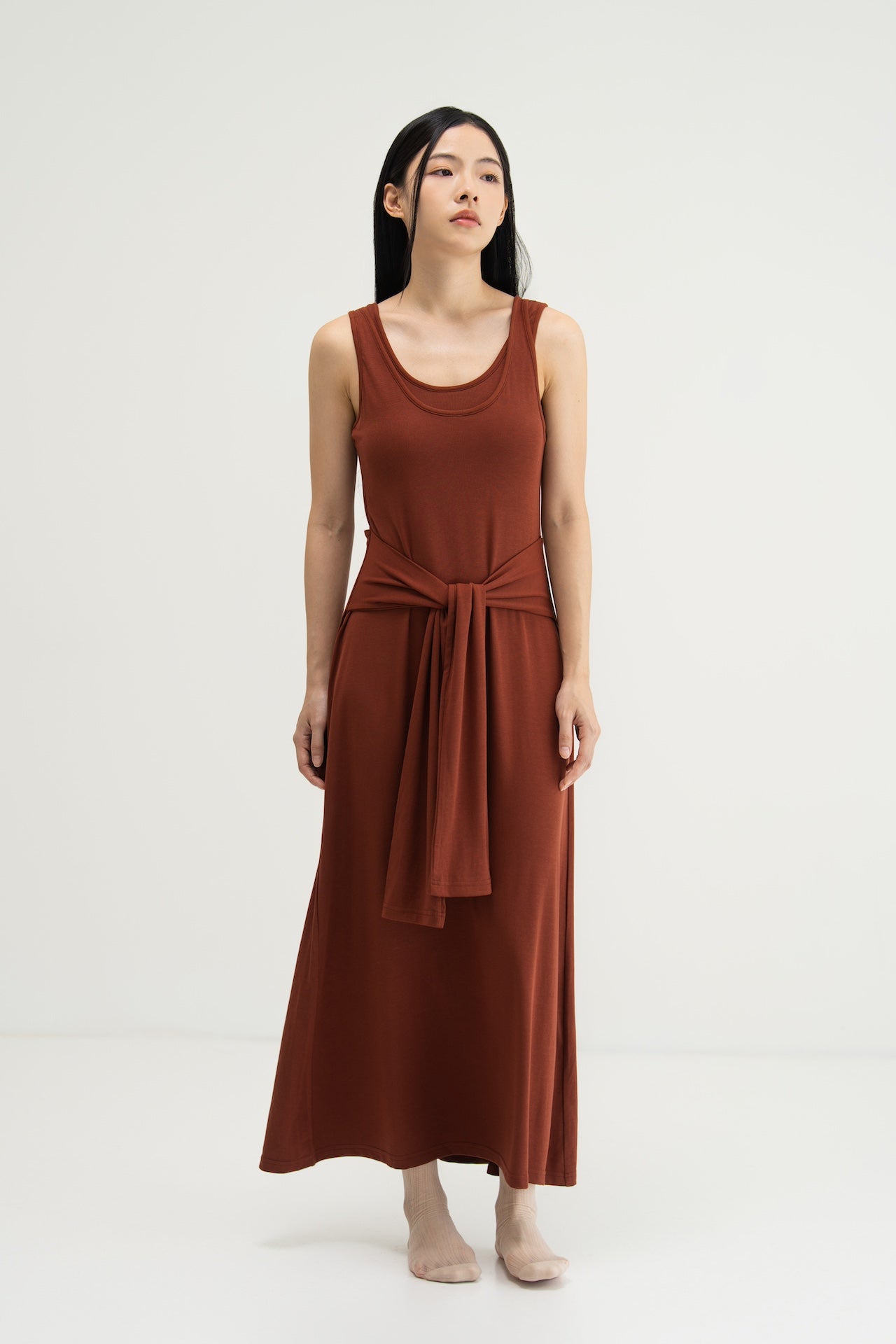 WES x SO | Waist Tie Tank Bra Dress (Rust)