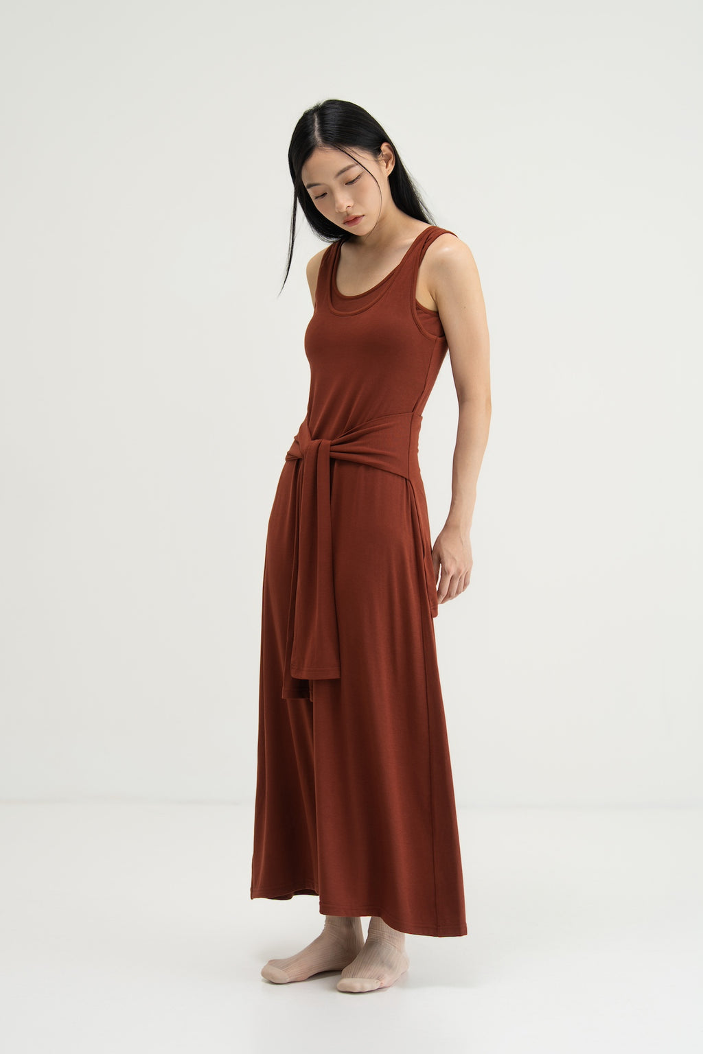 WES x SO | Waist Tie Tank Bra Dress (Rust)