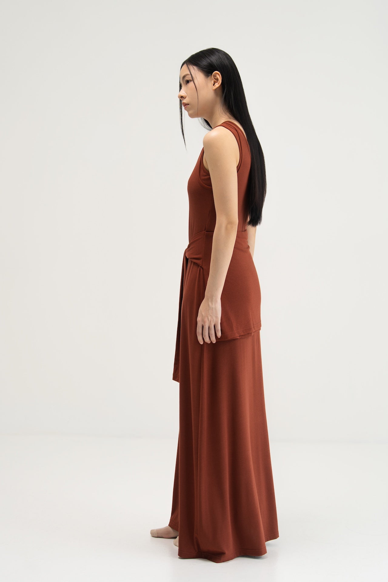 WES x SO | Waist Tie Tank Bra Dress (Rust)