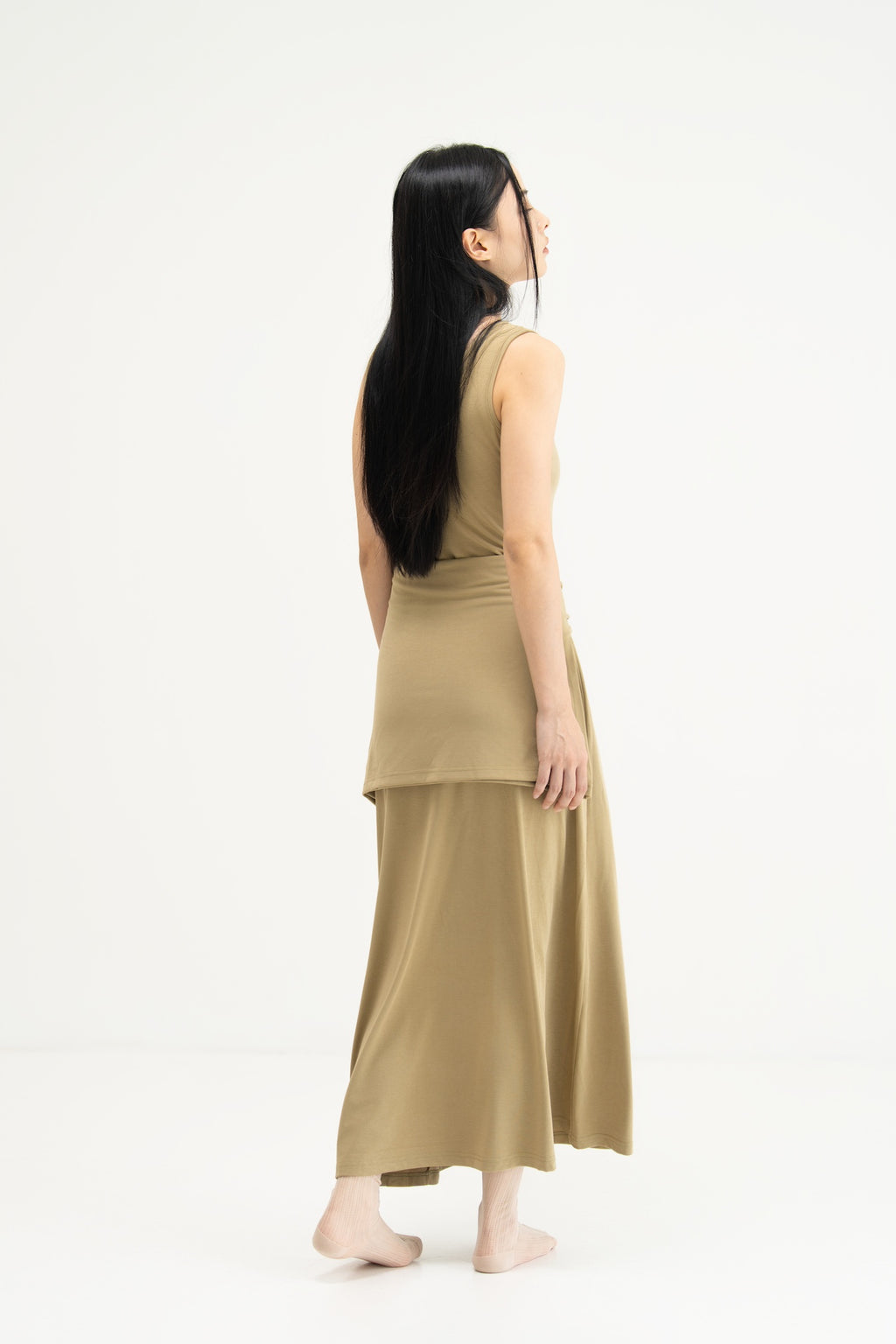 WES x SO | Waist Tie Tank Bra Dress (Khaki)
