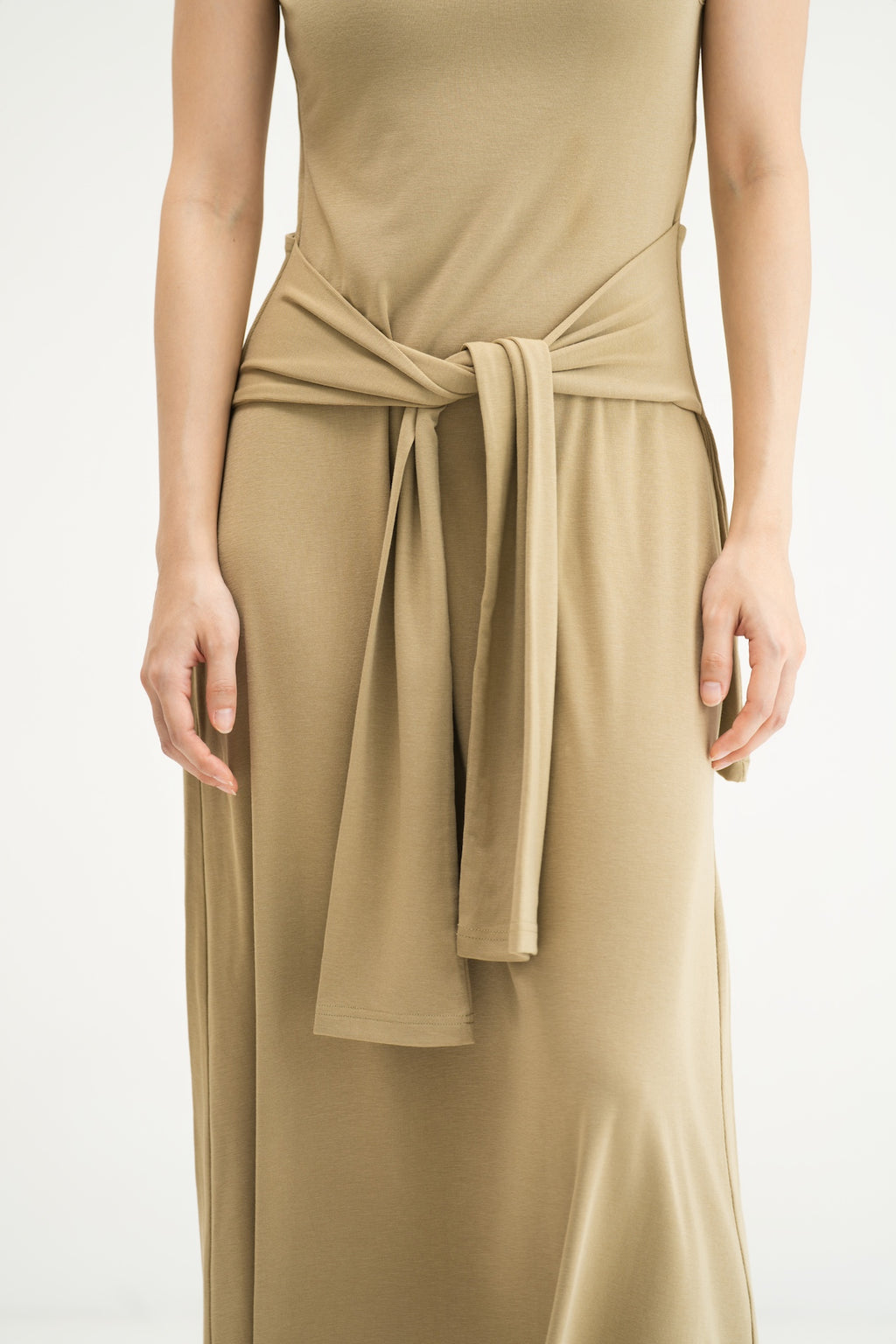 WES x SO | Waist Tie Tank Bra Dress (Khaki)