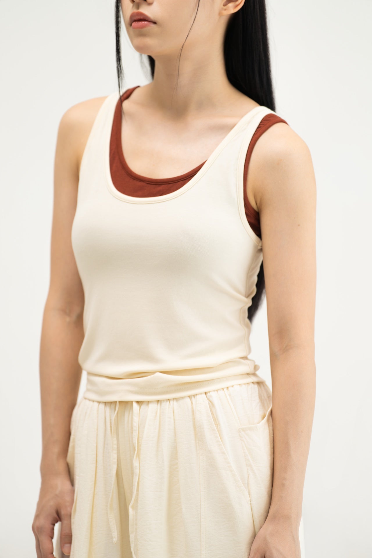WES x SO | Two Piece Tank Bra Top (Cream / Rust)