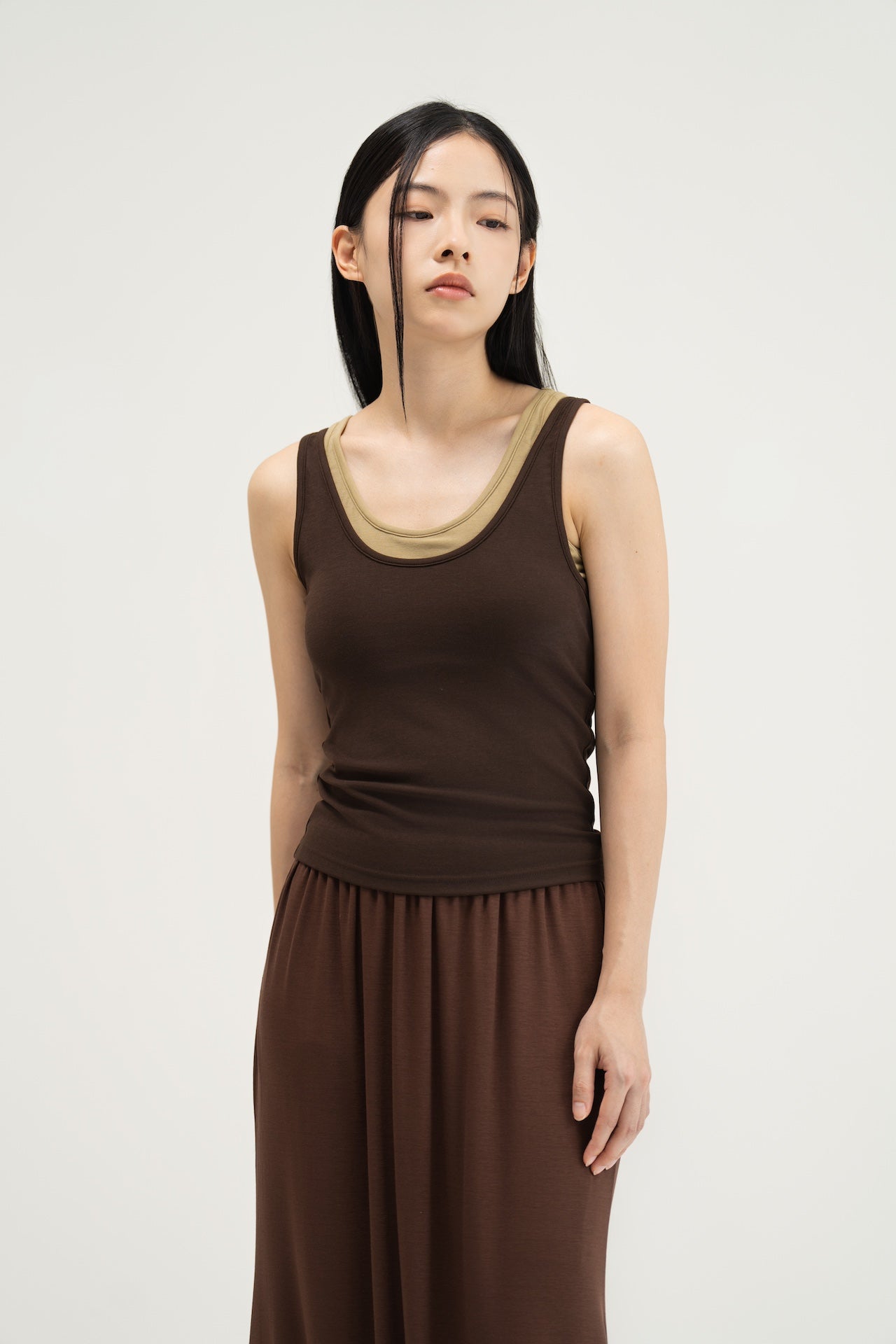 WES x SO | Two Piece Tank Bra Top (Brown / Khaki)