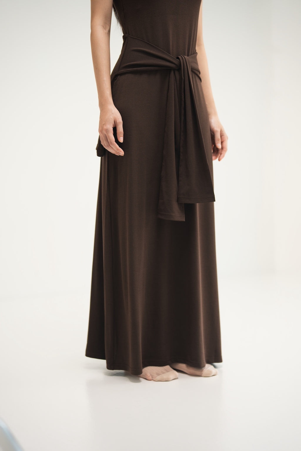 WES x SO | Waist Tie Tank Bra Dress (Brown)