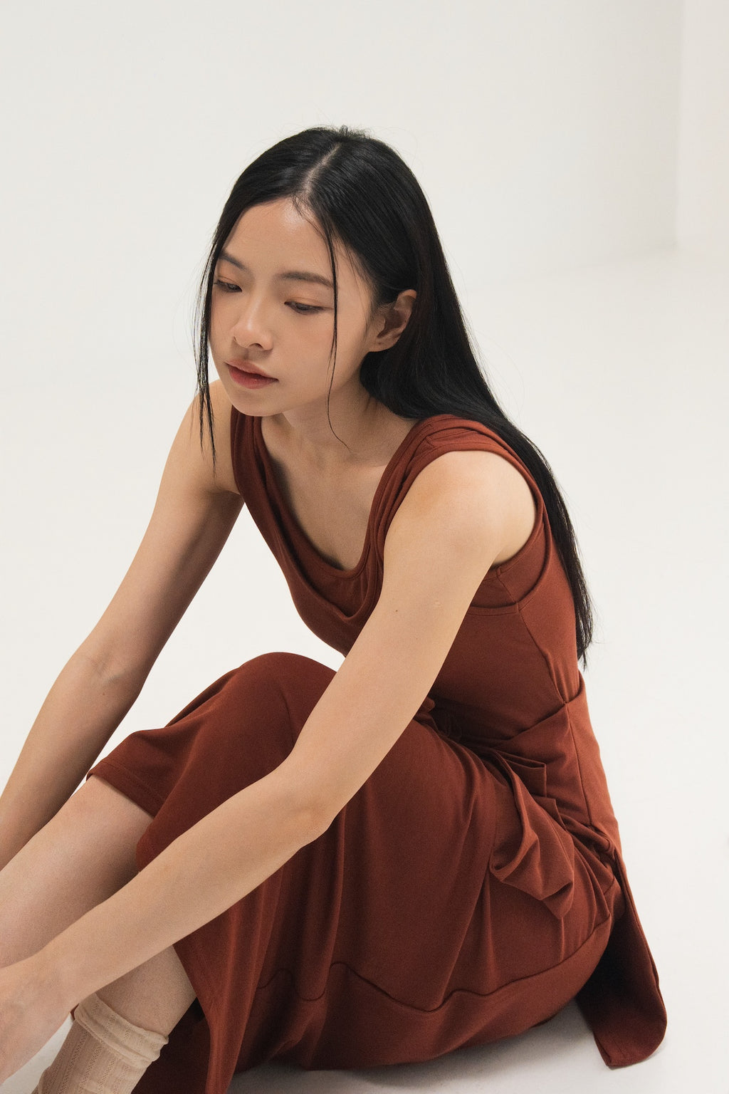 WES x SO | Waist Tie Tank Bra Dress (Rust)