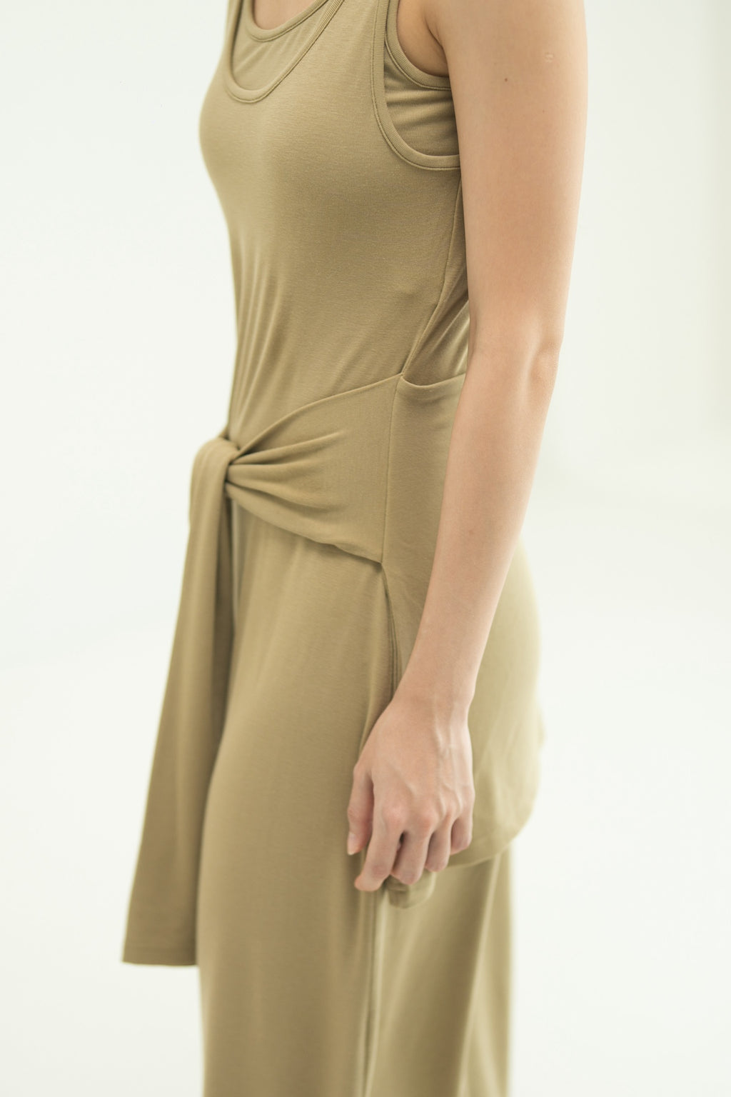 WES x SO | Waist Tie Tank Bra Dress (Khaki)