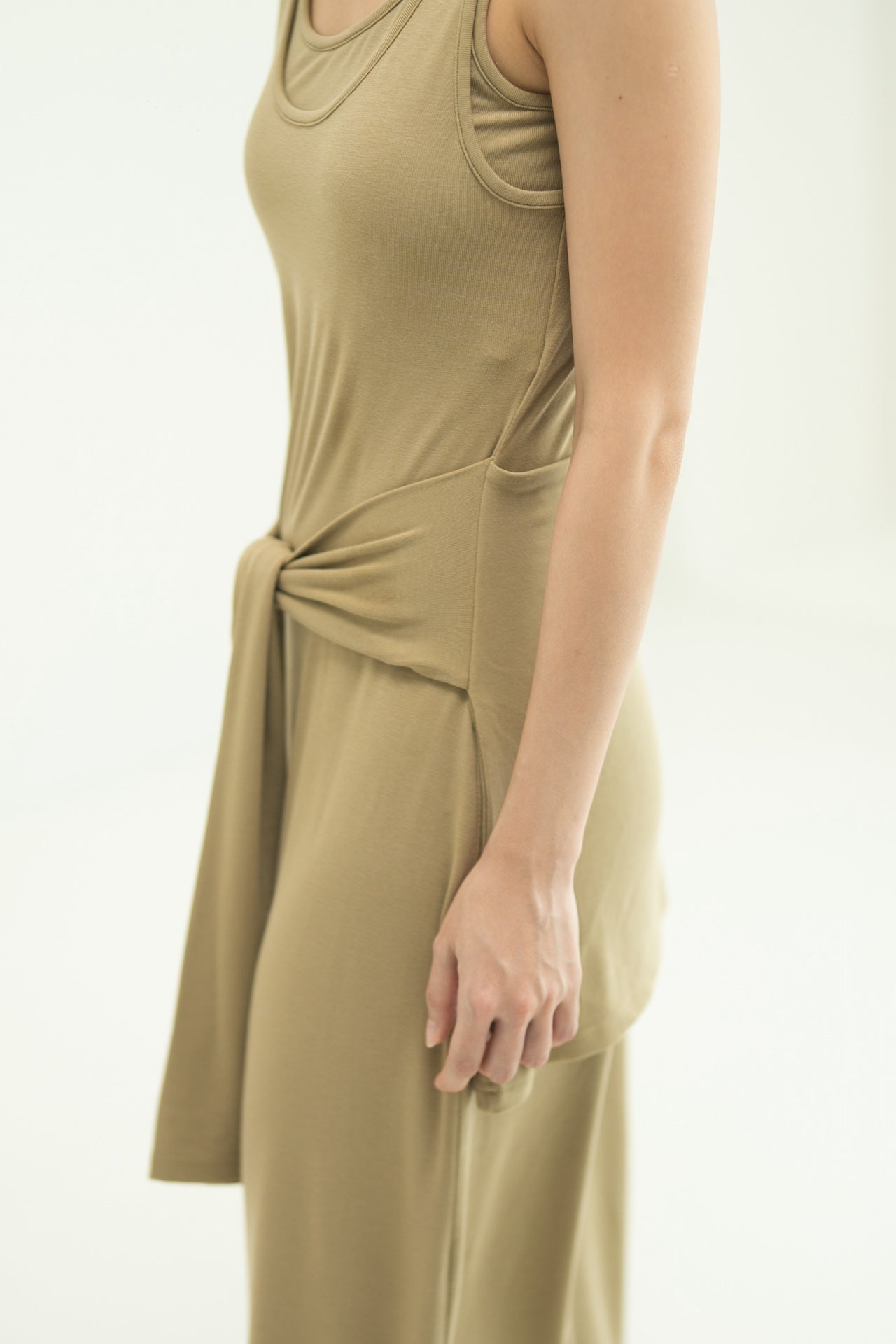 WES x SO | Waist Tie Tank Bra Dress (Khaki)