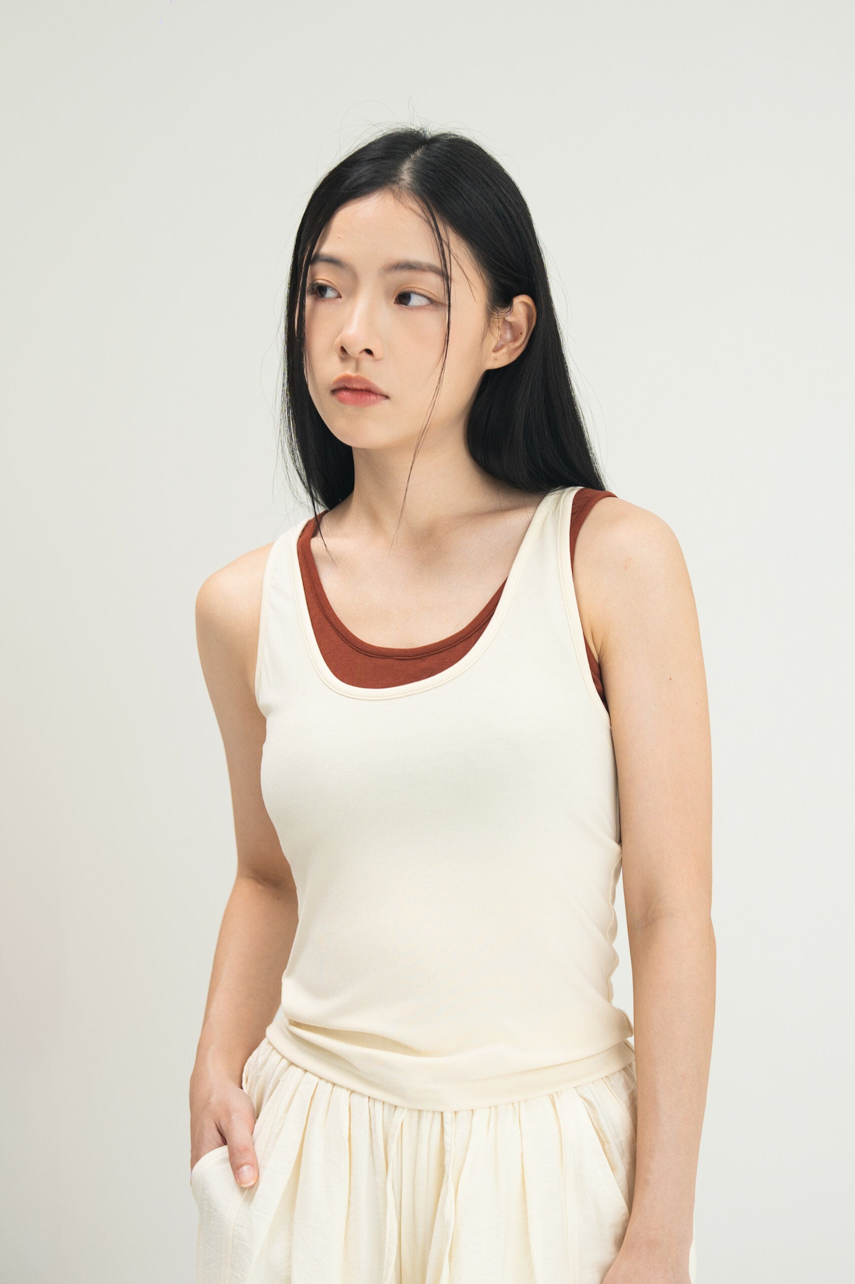 WES x SO | Two Piece Tank Bra Top (Cream / Rust)