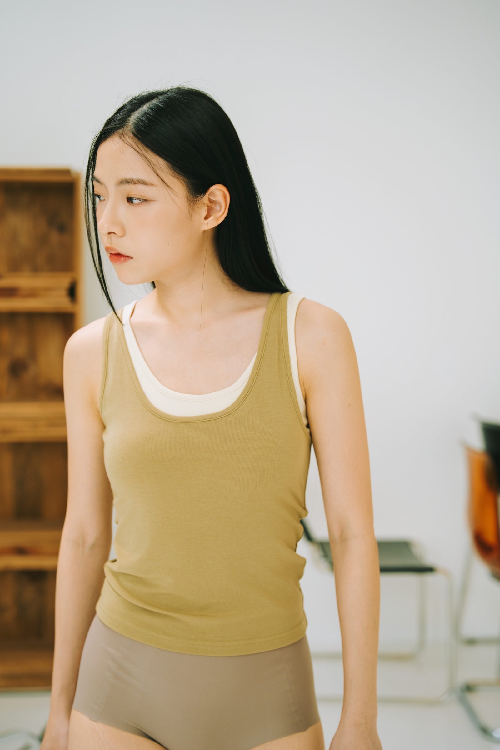 WES x SO | Two Piece Tank Bra Top (Khaki / Cream)