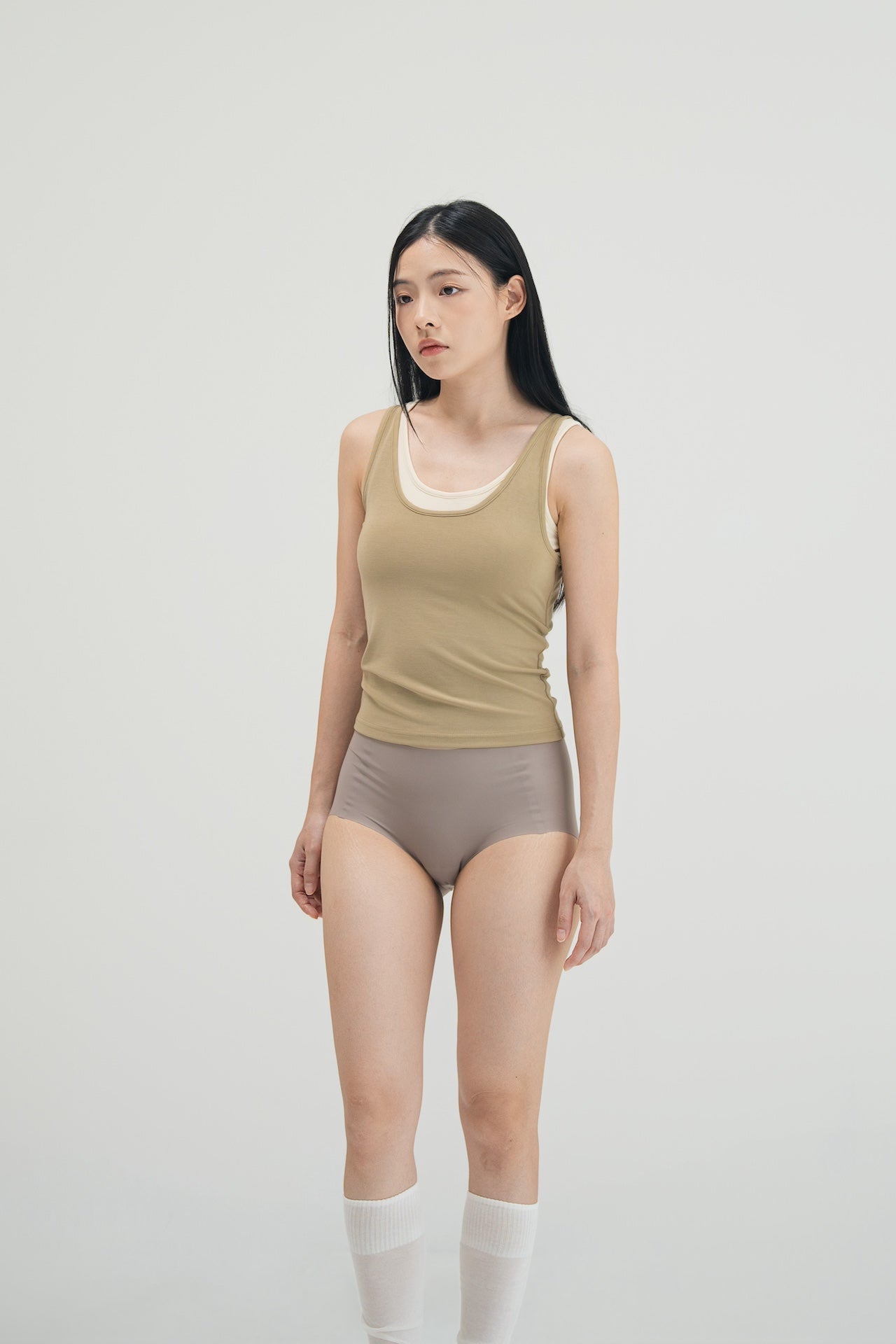WES x SO | Two Piece Tank Bra Top (Khaki / Cream)