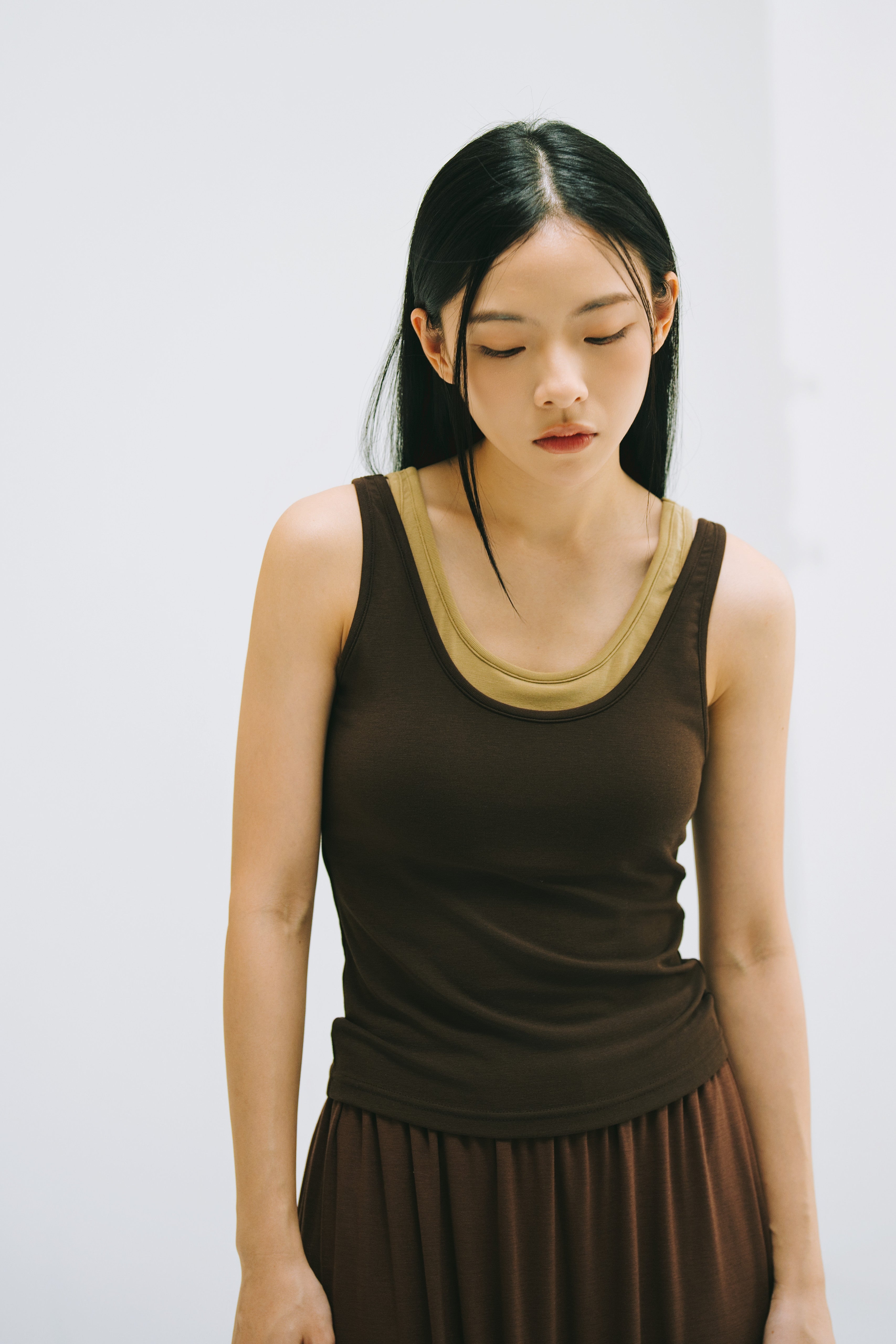 WES x SO | Two Piece Tank Bra Top (Brown / Khaki)