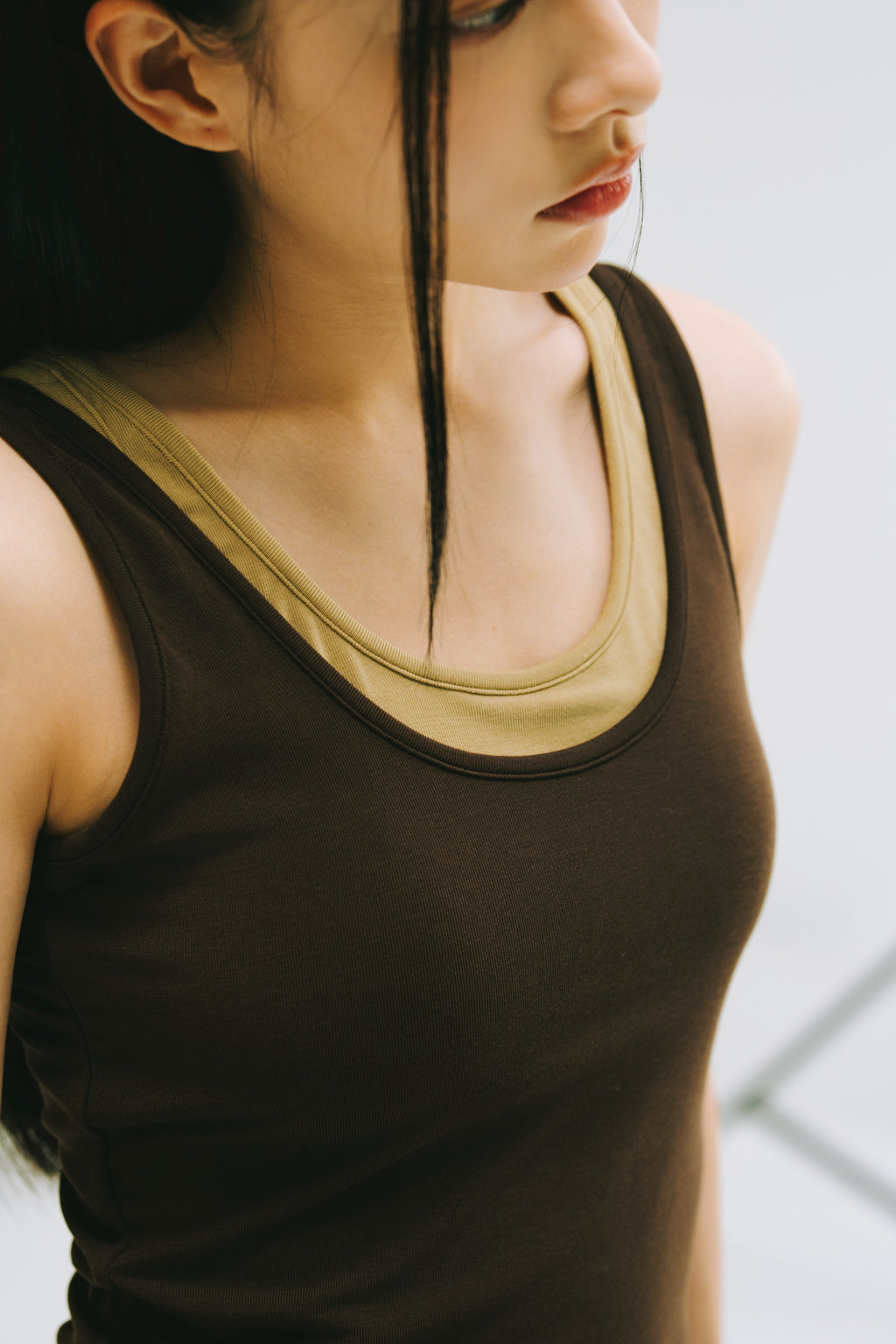 WES x SO | Two Piece Tank Bra Top (Brown / Khaki)