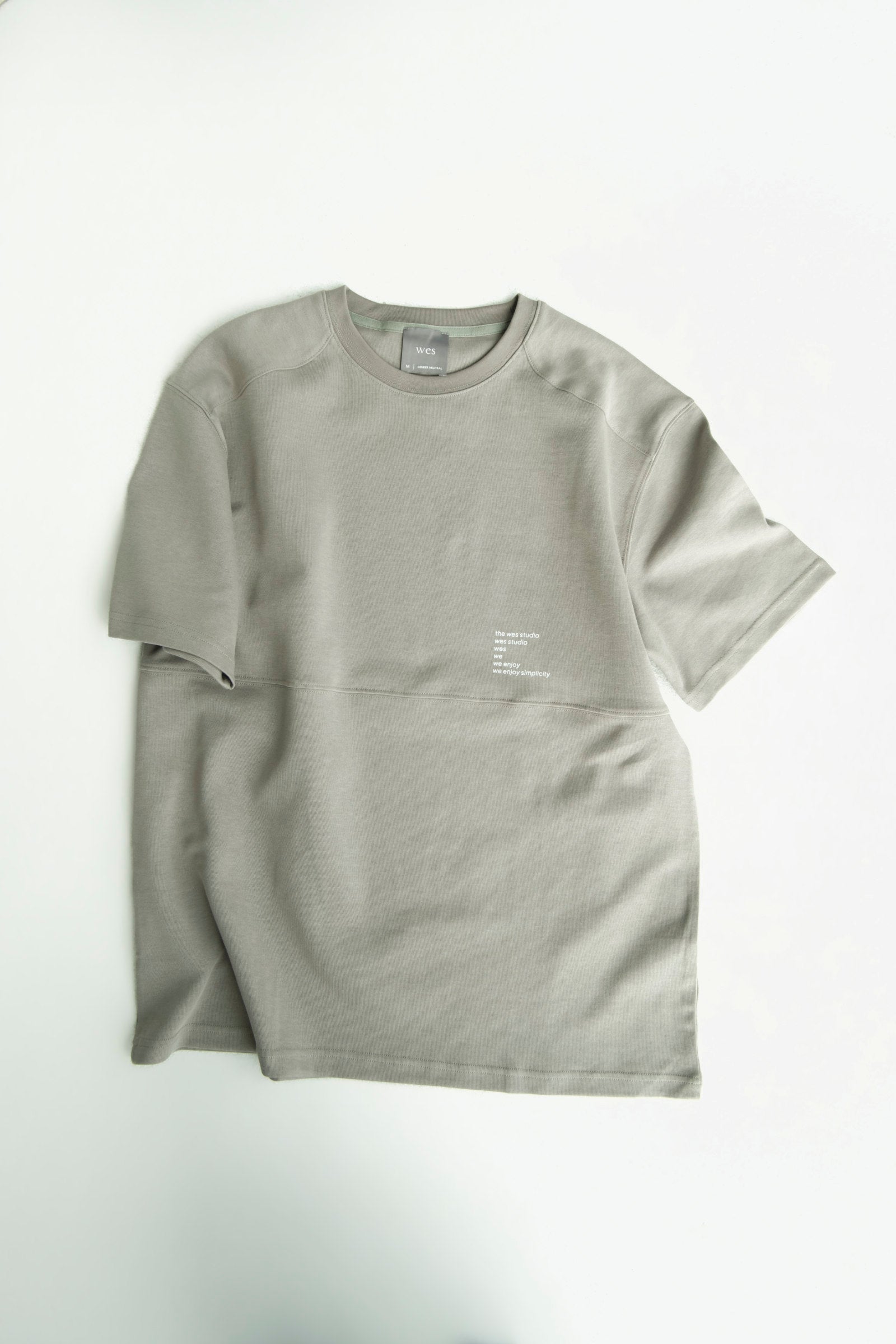 [GIFT] Gender Neutral Straight Shoulder Oversized Tee w/ Mid Line v1 (Olive Grey)