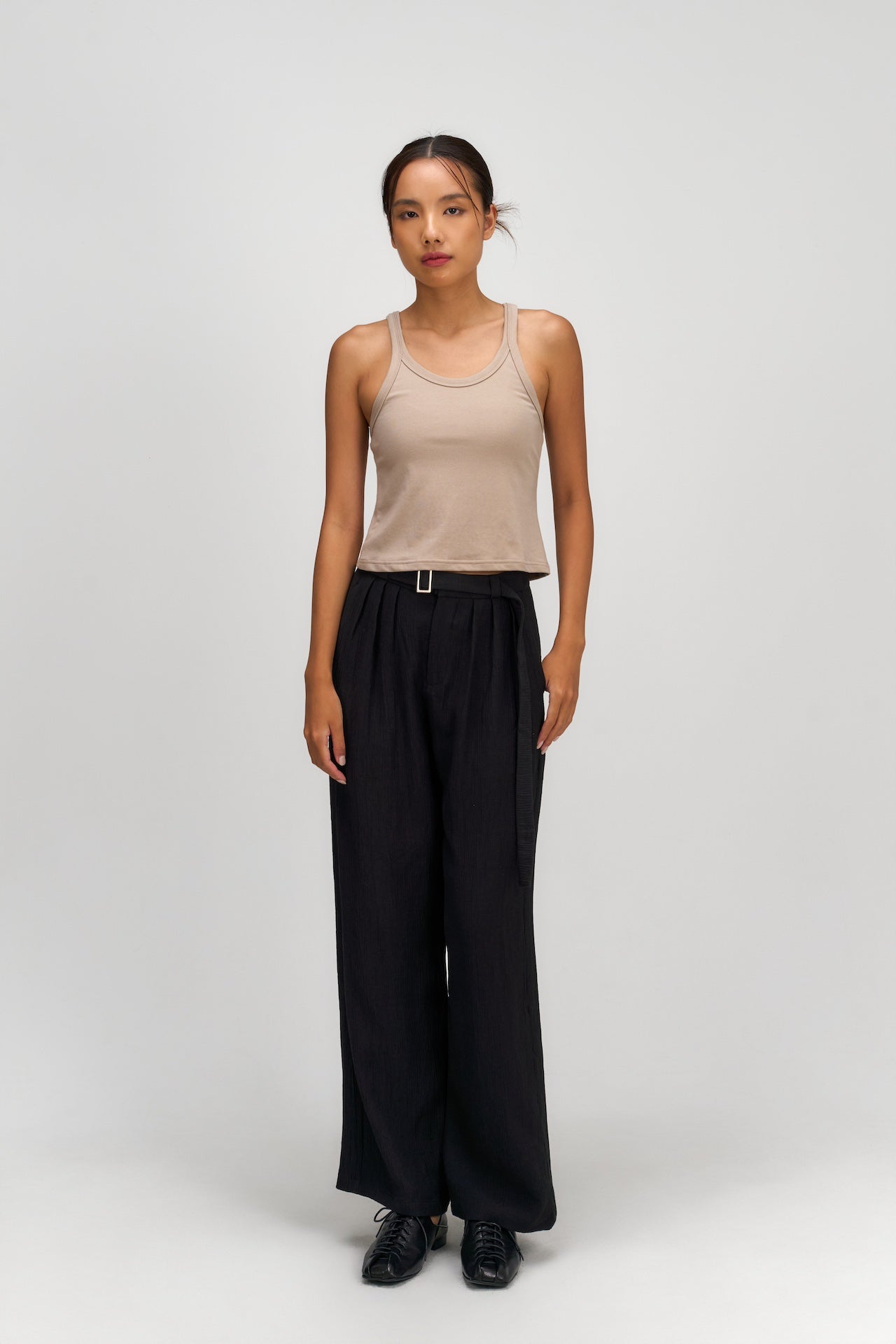 Drift Knit Y-Back Tank Top (Beige)