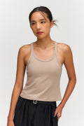 Drift Knit Y-Back Tank Top (Beige)