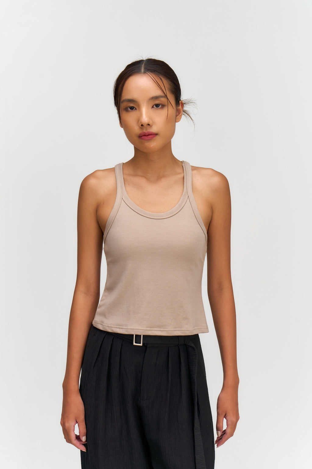 Drift Knit Y-Back Tank Top (Beige)