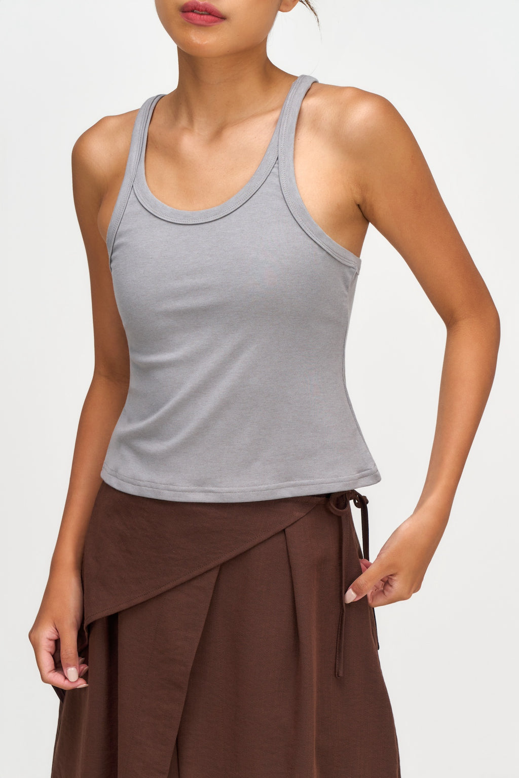 Drift Knit Y-Back Tank Top (Blue Grey)