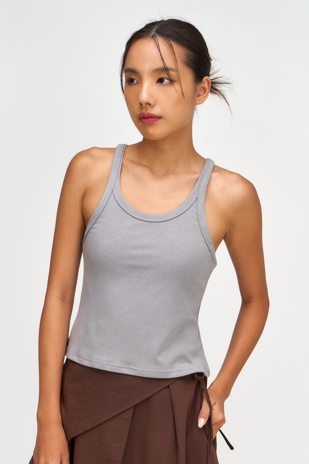 Drift Knit Y-Back Tank Top (Blue Grey)