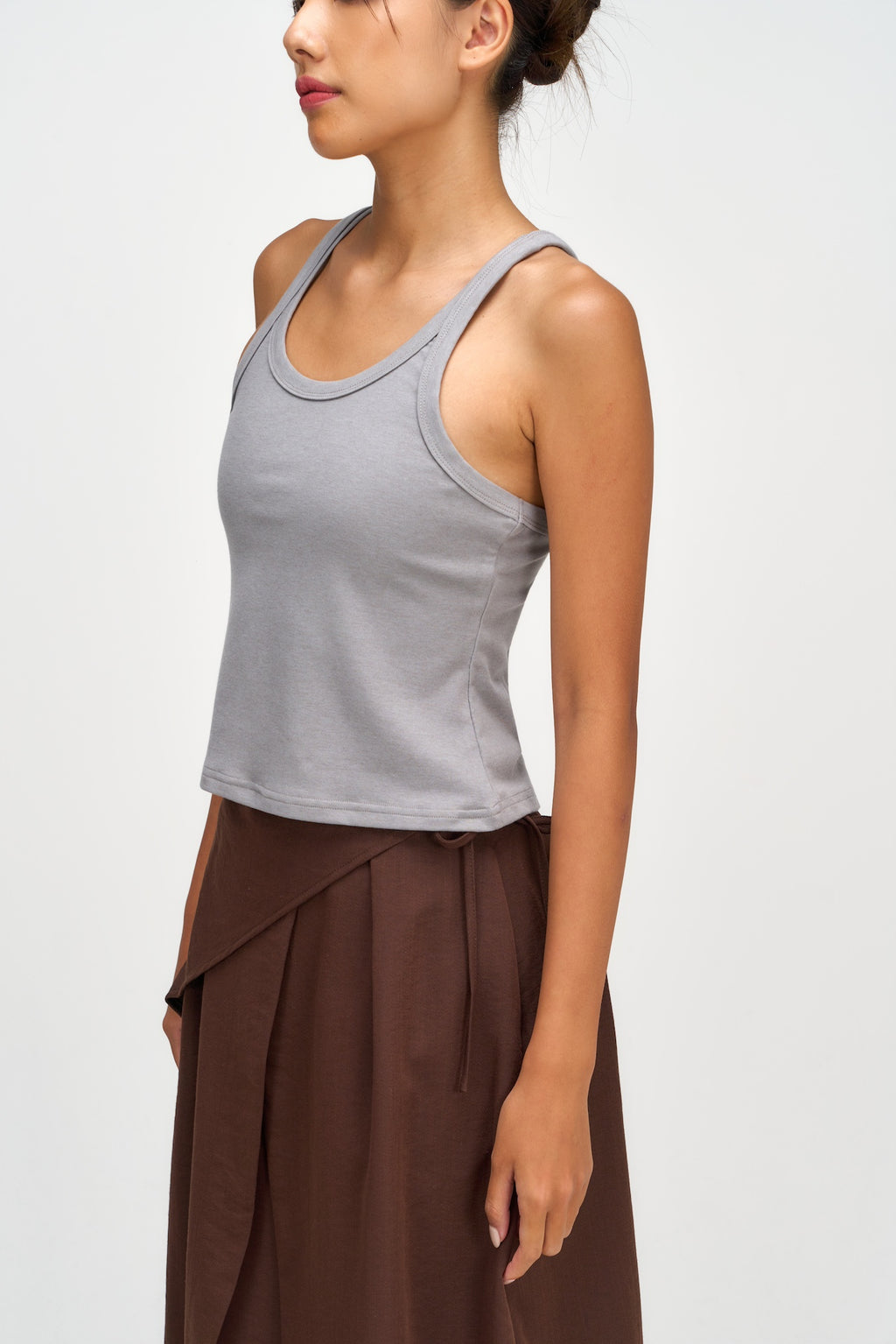 Drift Knit Y-Back Tank Top (Blue Grey)