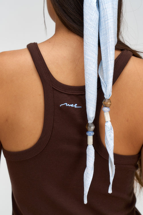 Drift Knit Y-Back Tank Top (Brown)