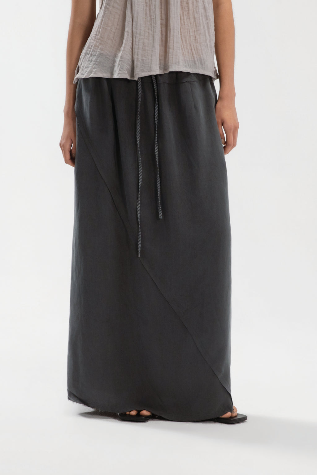 Raw Hem Long Skirt (Ash Grey)