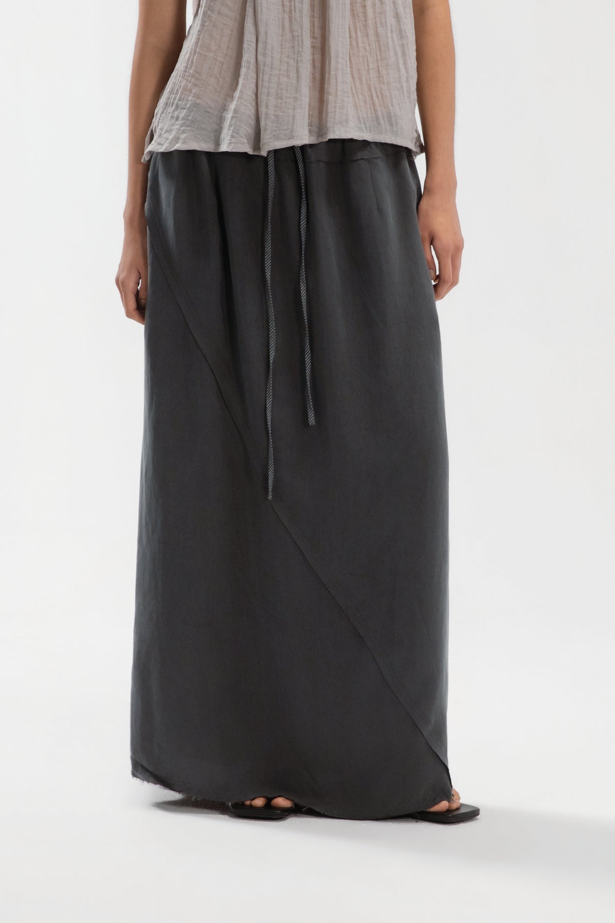 Raw Hem Long Skirt (Ash Grey)