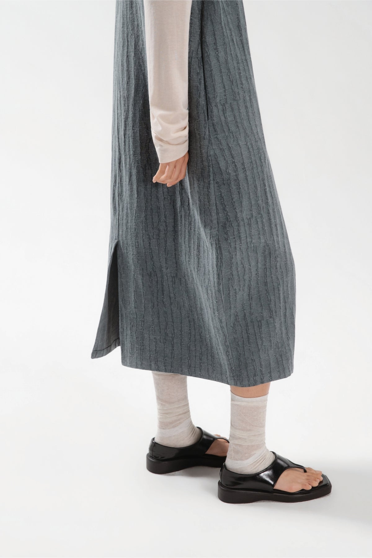 Front Deep-V Tank Cocoon Dress (Aged Teal)