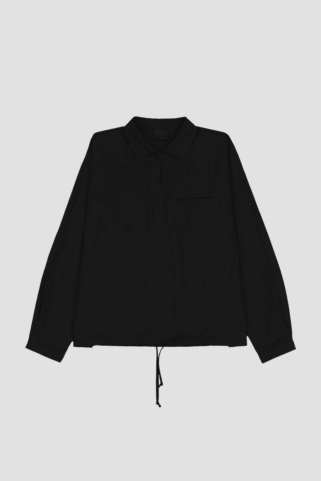Gender Neutral Skipper Collar Long Sleeve Shirt (Black)